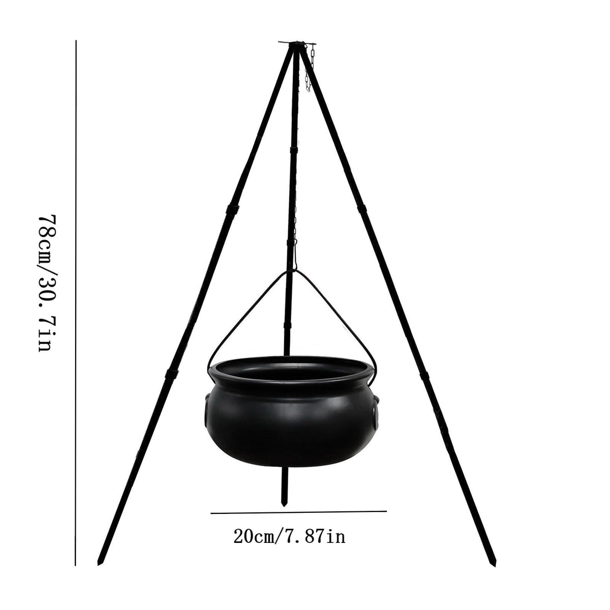 Tepsmf Large Cauldron Outdoor Halloween Decor, On Tripod, Plastic Cauldron Witch Halloween Decorations for Porch Yard, Halloween Party Supplies