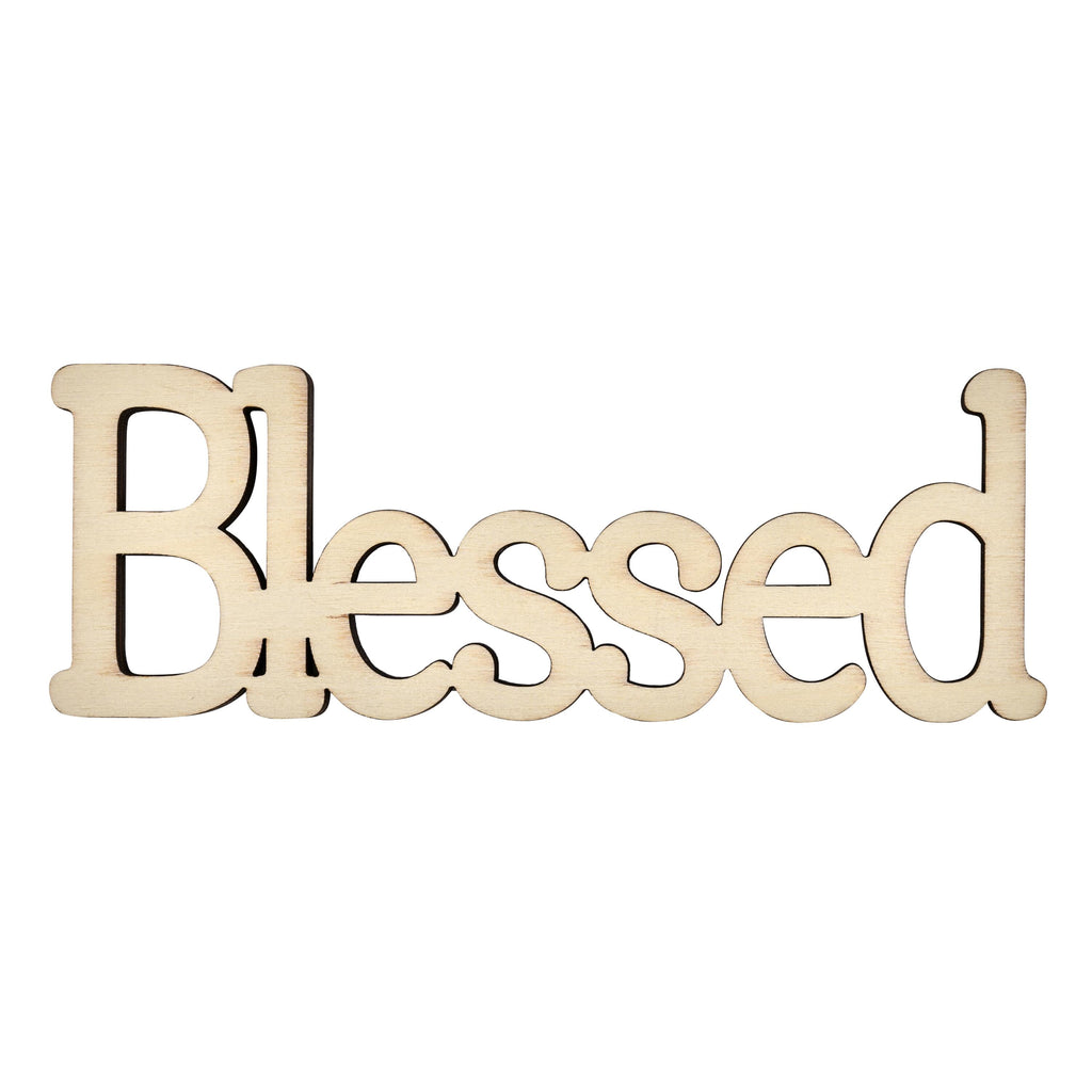 (3 pack) Plaid Unpainted Wood Surfaces, Blessed, 7"