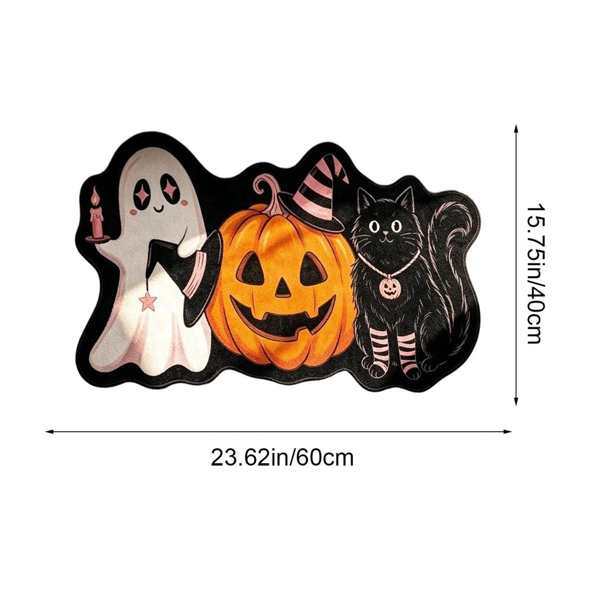Halloween Doormat Ghost Bath Mat 23.6x15.7in Secure-Grip Absorbent Soft Faux Fur Rug for Bathroom Bedroom Living Room Decor by OVFUIZ