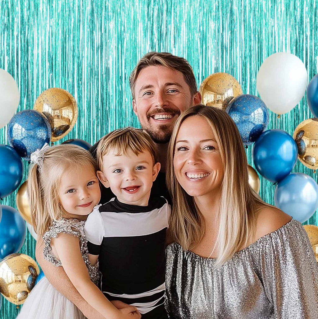 Sm:)e 2-Pack Light Bright Silver Foil Fringe Curtains for Events - Birthday, Wedding, Graduation, Christmas, Baby Shower, various festivals Decor Photo Booth Fun!