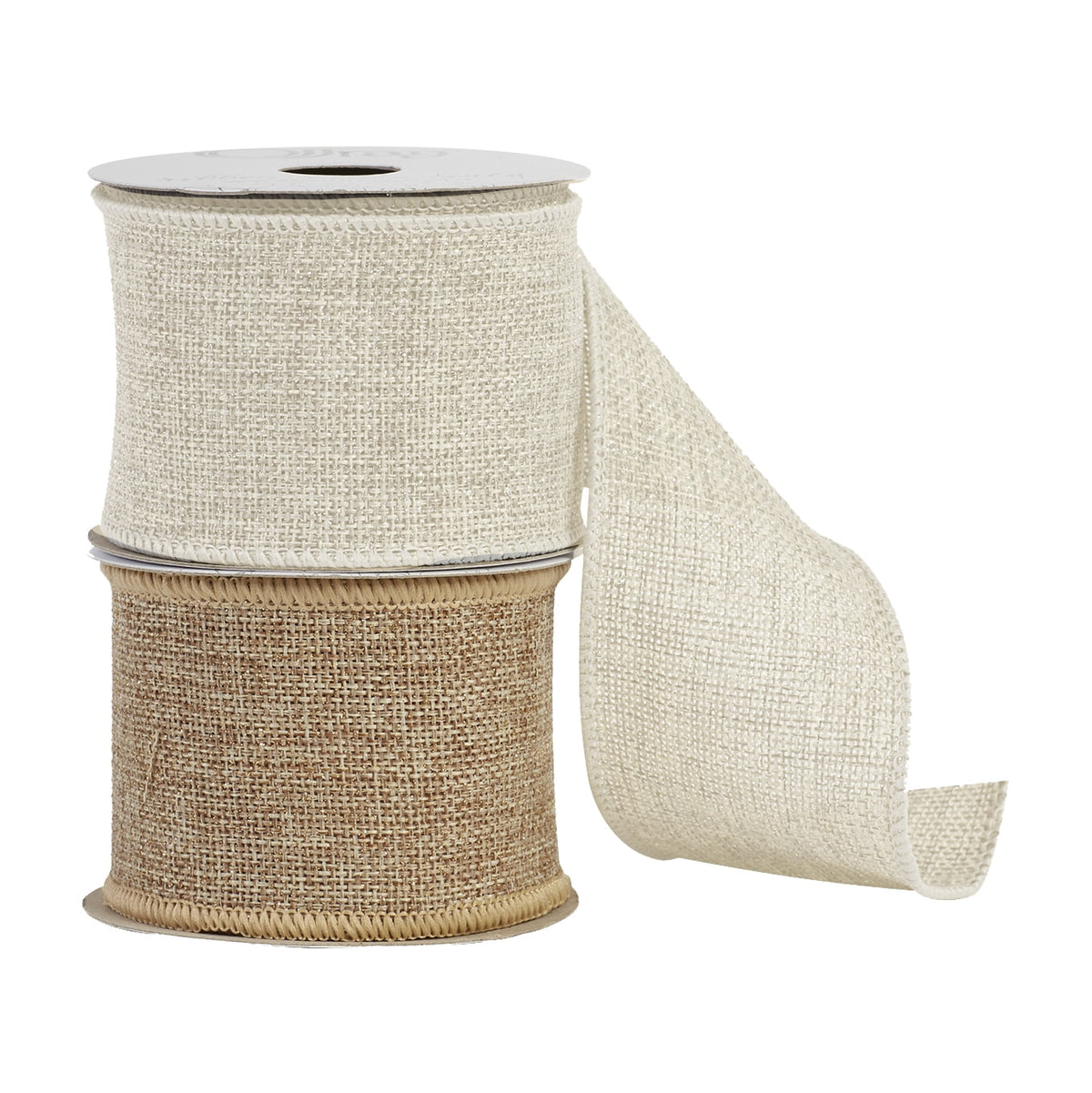 (2 pack) Offray Ribbon, Natural 2 1/2 inch Woven Burlap Woven Ribbon, 9 feet