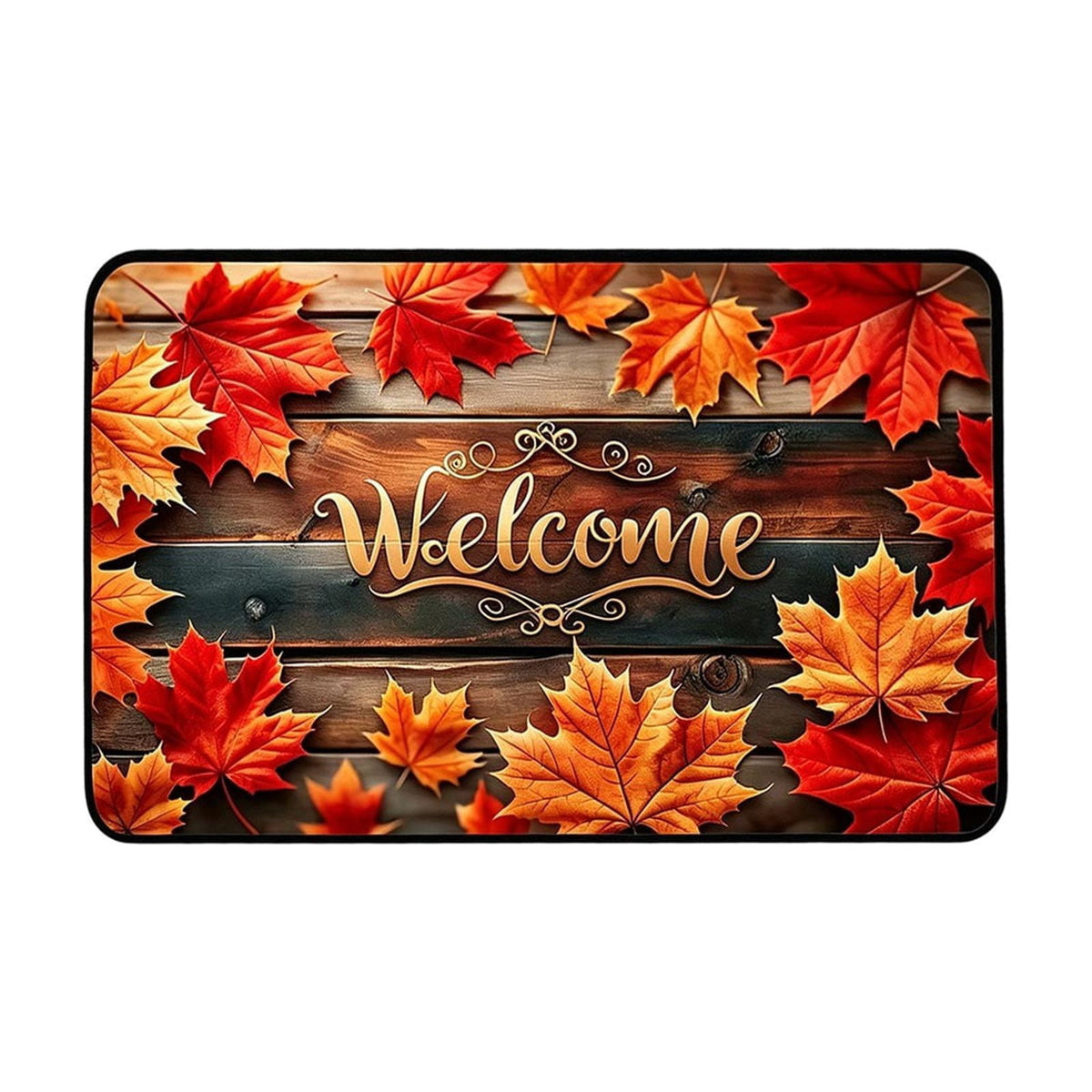syligr Halloween Thanksgiving Doormat with Maple Leaf & Pumpkin Patterns - Non-Slip Floor Mat for Entryway, Kitchen, Porch, Fall Harvest Decor Rug with Anti-Fatigue Backing, Gift for Thanksgiving