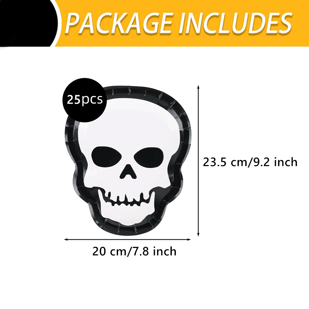 25Pcs Halloween Pumpkin Plates, Disposable Paper Dessert Plates Tableware Party Supplies for Halloween Party Decorations