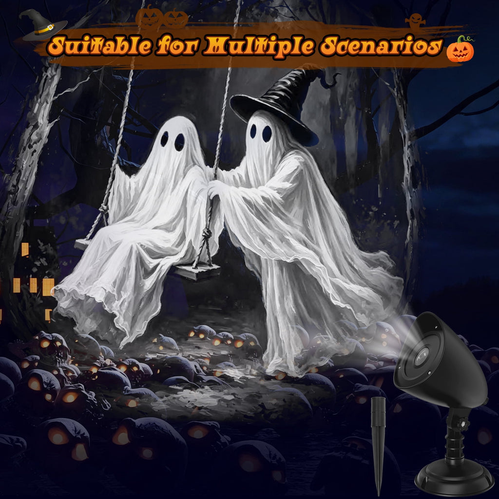 WETRBWEH Halloween Projector Lights Outdoor Indoor, 3D Dynamic Ghost Projector Decorations Lights for Window, Ground,Halloween Decor