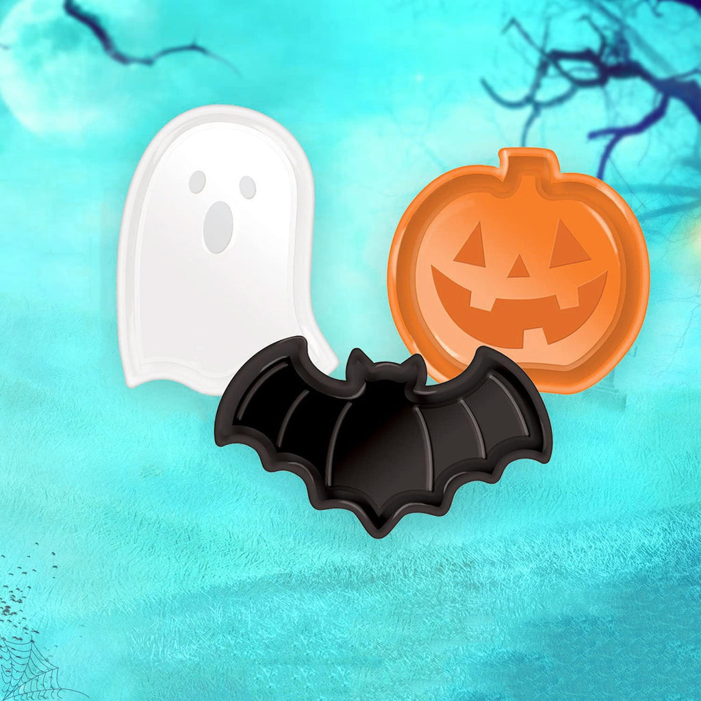 Halloween Serving Trays Set of 3 Pumpkin Ghost Bat Candy Snack Platters Farmhouse Trays for Party Decor Dessert Plates