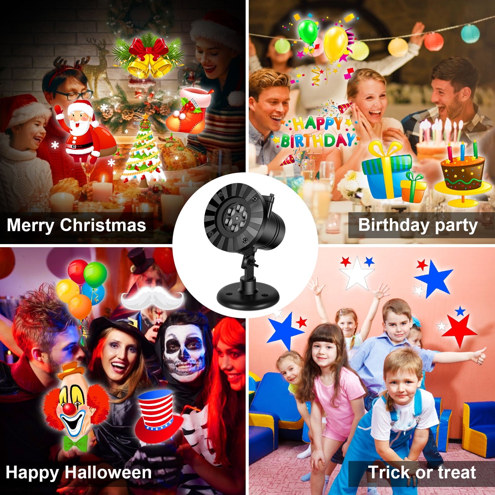 Christmas Halloween Projector Lights, Outdoor Christmas Decorations, LED Projection Lamp 16 Slides for Christmas Party Holiday Yard Garden Decoration