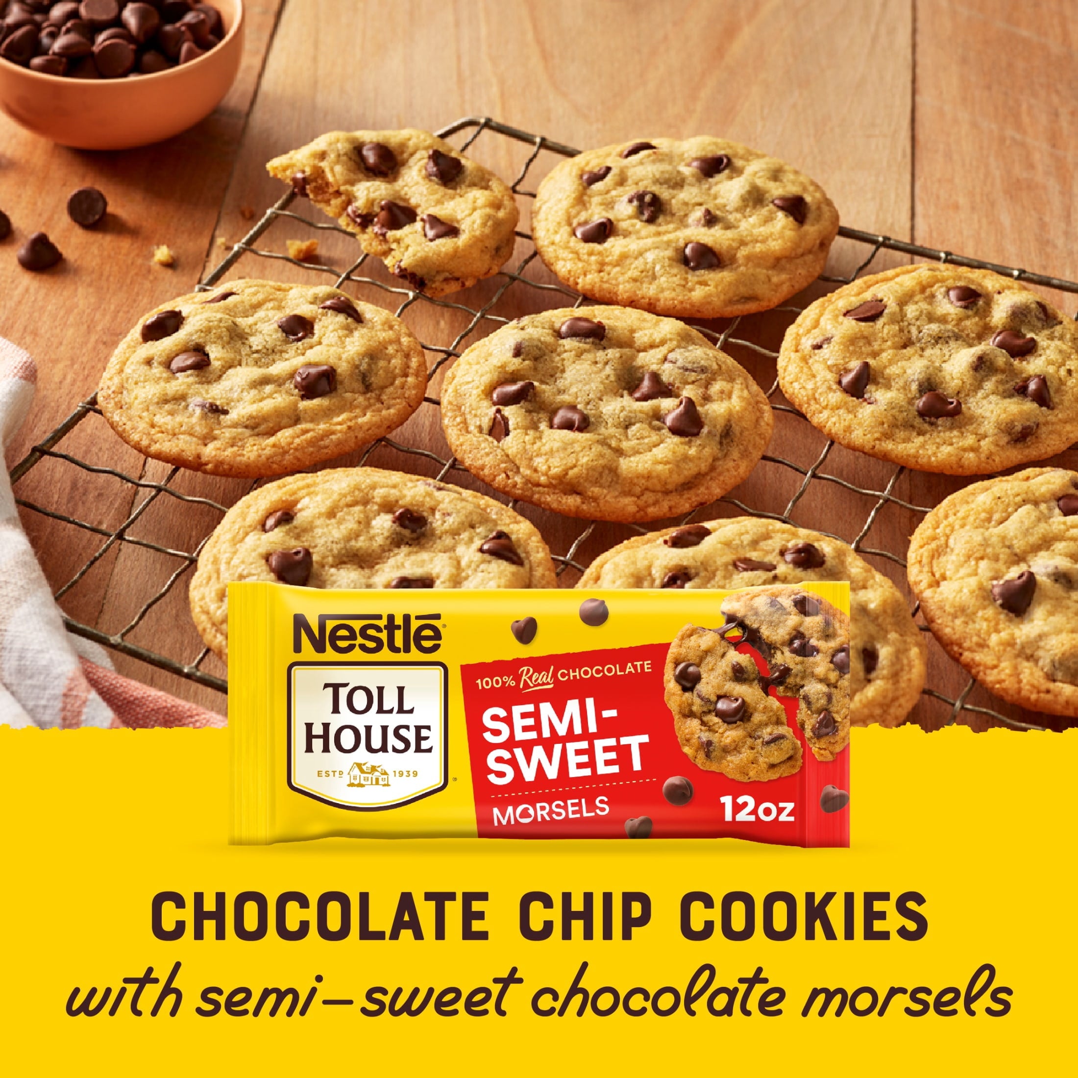 Nestle Toll House Semi Sweet Chocolate Baking Chips, 12 oz Bag