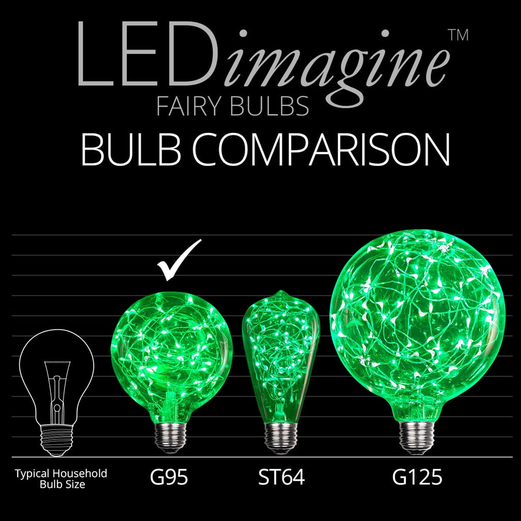 LEDimagine G80 Fairy Light Bulb, 50 Multicolor Color Changing LED Diodes Inside, Clear Glass Finish, E26 Base