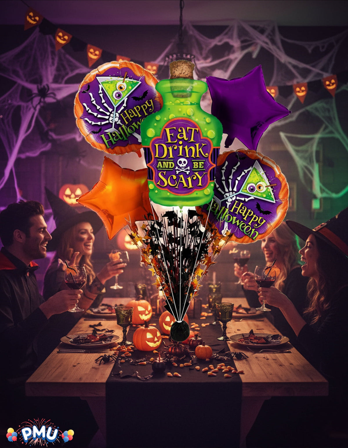 PMU Halloween Flying Ghost 24 Inch Mylar-Foil Balloon (10/pkg) Pkg/1