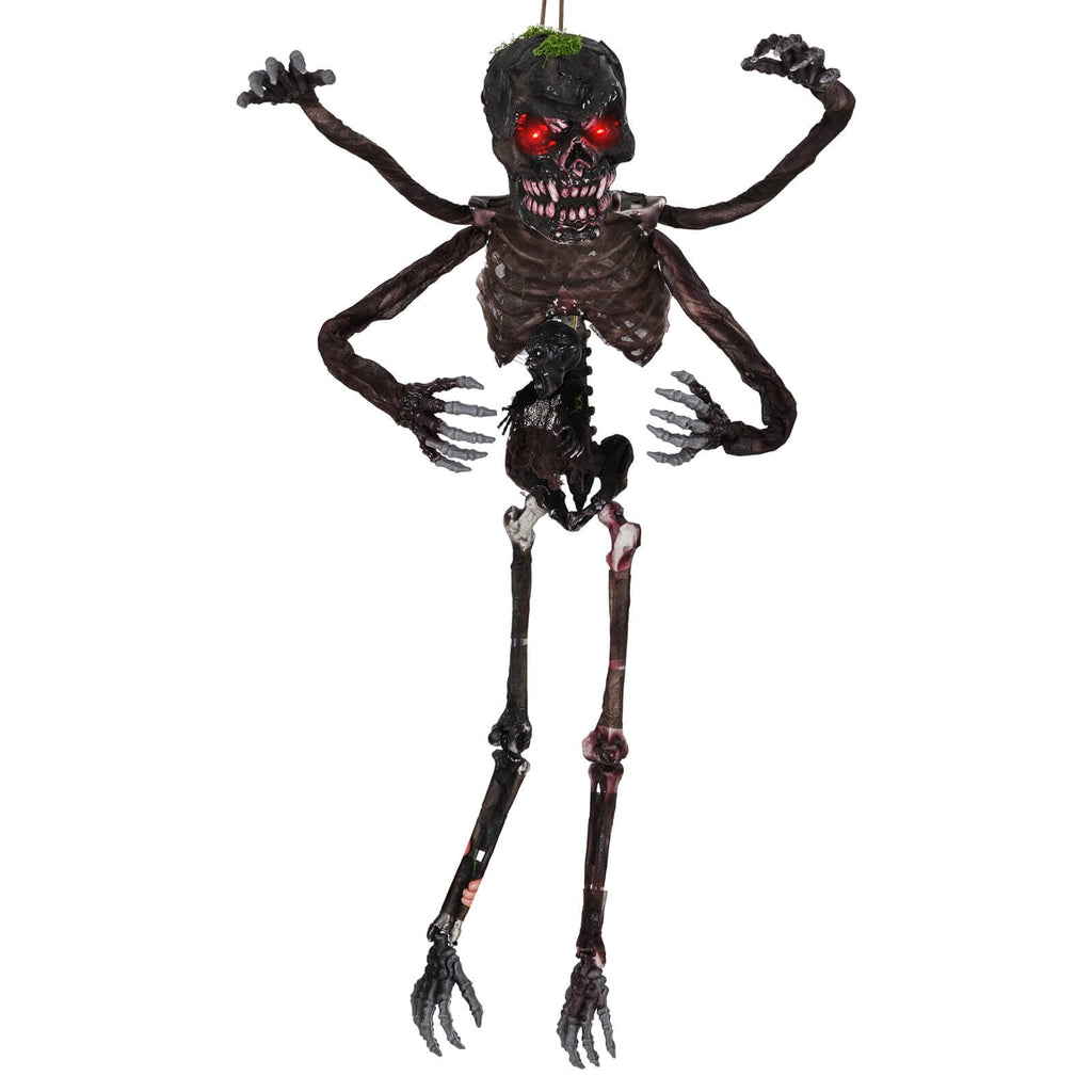 Costway 6 FT Animated Halloween Decoration Hanging Zombie Light-up Eyes Poseable Arms