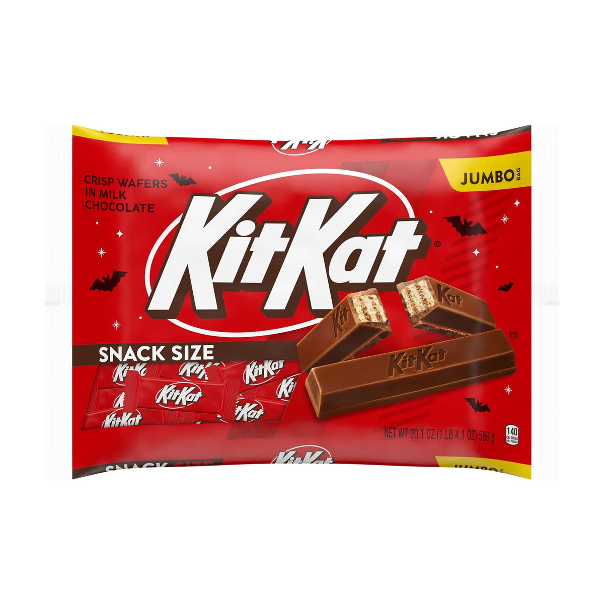 (2 pack) Kit Kat Milk Chocolate Wafer Snack Size, Halloween Candy Jumbo Bag, 20.1 oz