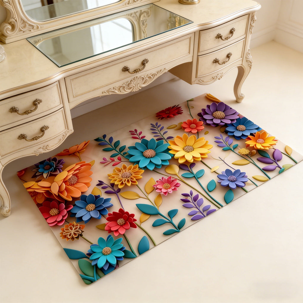 Sruoe Summer Carnival Printed Floor Mat, 15.74"x23.62", Water Absorbent Non Slip Doormat, Flannel Entryway Bathroom Kitchen Household Decor Rug