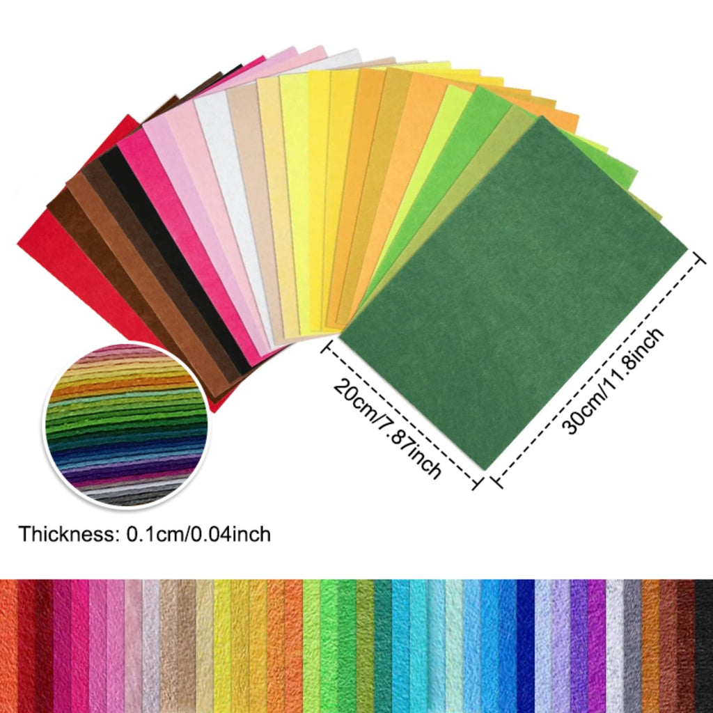Felt Sheets for Crafts 8x12 Inch, 120Pcs Assorted Color Soft Felt Fabric, Squares Non woven 1mm Thick, for DIY Sewing Craft Patchwork Decoration
