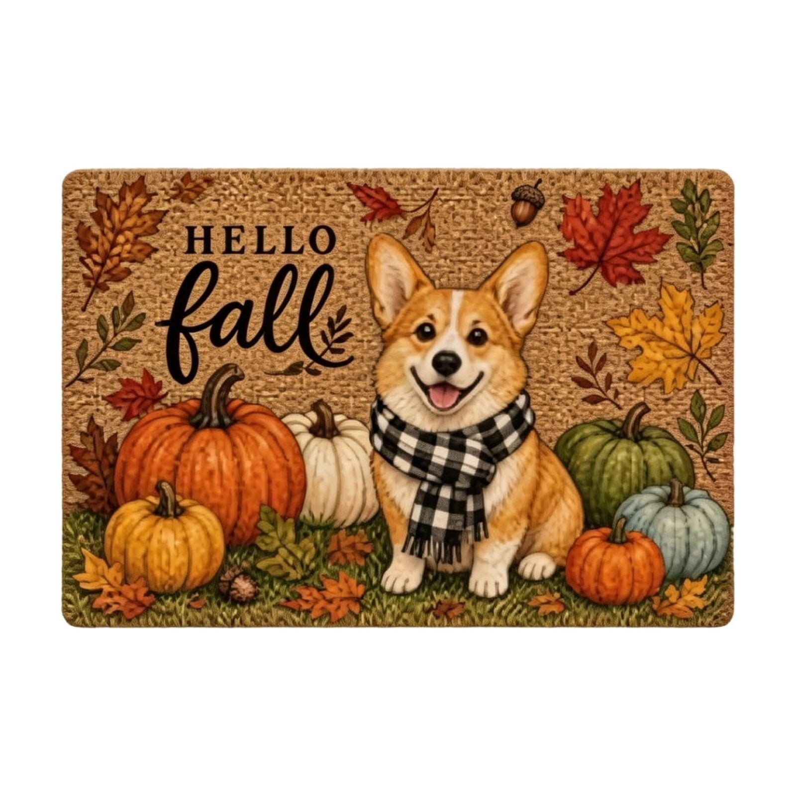 syligr Halloween Thanksgiving Doormat with Maple Leaf & Pumpkin Patterns - Non-Slip Floor Mat for Entryway, Kitchen, Porch, Fall Harvest Decor Rug with Anti-Fatigue Backing, Gift for Thanksgiving