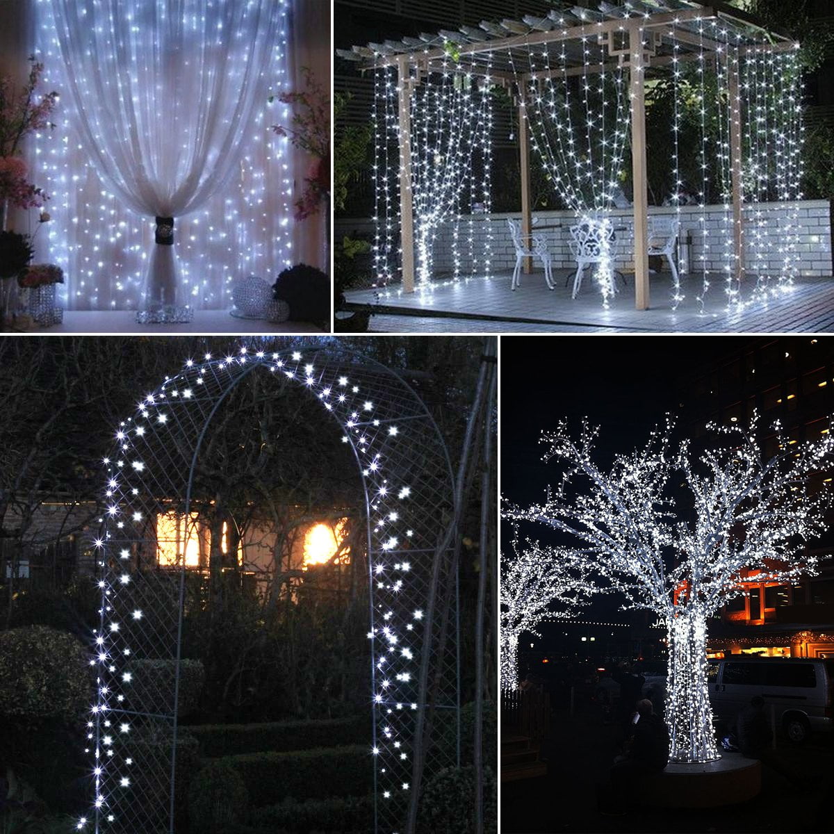 GLUAAE Solar String Lights Outdoor, 33Feet 100 LED Copper Wire Lights, 8 Modes Solar Powered Fairy Lights, Waterproof Solar Decoration Lights for Garden Yard Party Wedding Christmas(White)-2Pack