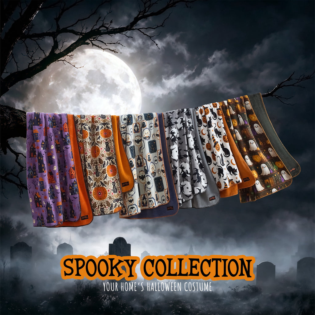 Boo-tique Halloween Plush Soft Oversized Couch Throw Blanket, Cats and Pumpkins, Orange, 50 x 72 in