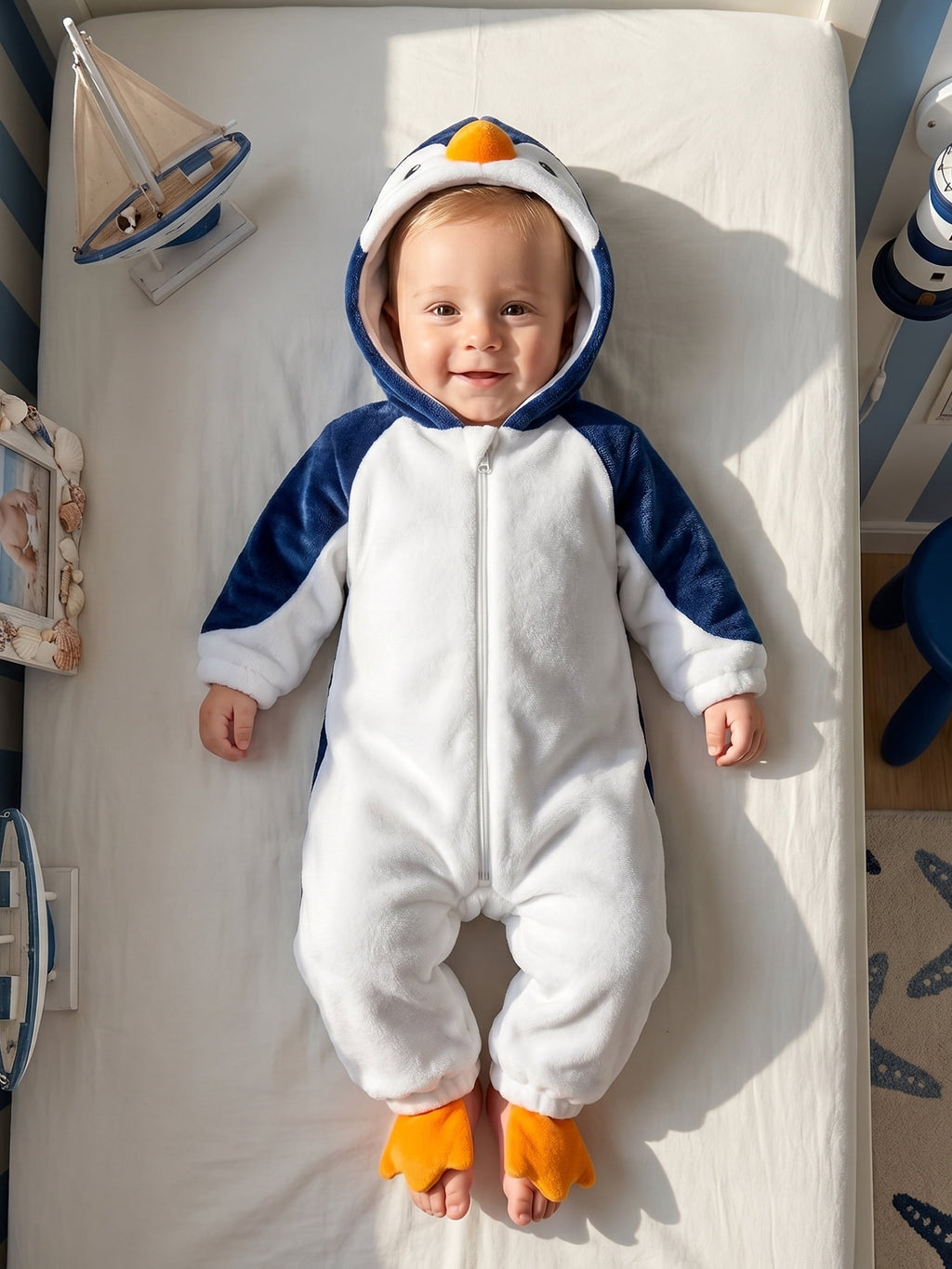 RUINIXCW Toddler Baby Boy Girl Penguin Costume Newborn Infant Halloween Animal Costume Warm Fall Winter Plush Jumpsuit Outfit Long Sleeve Hood Zip Up Romper Snowsuit