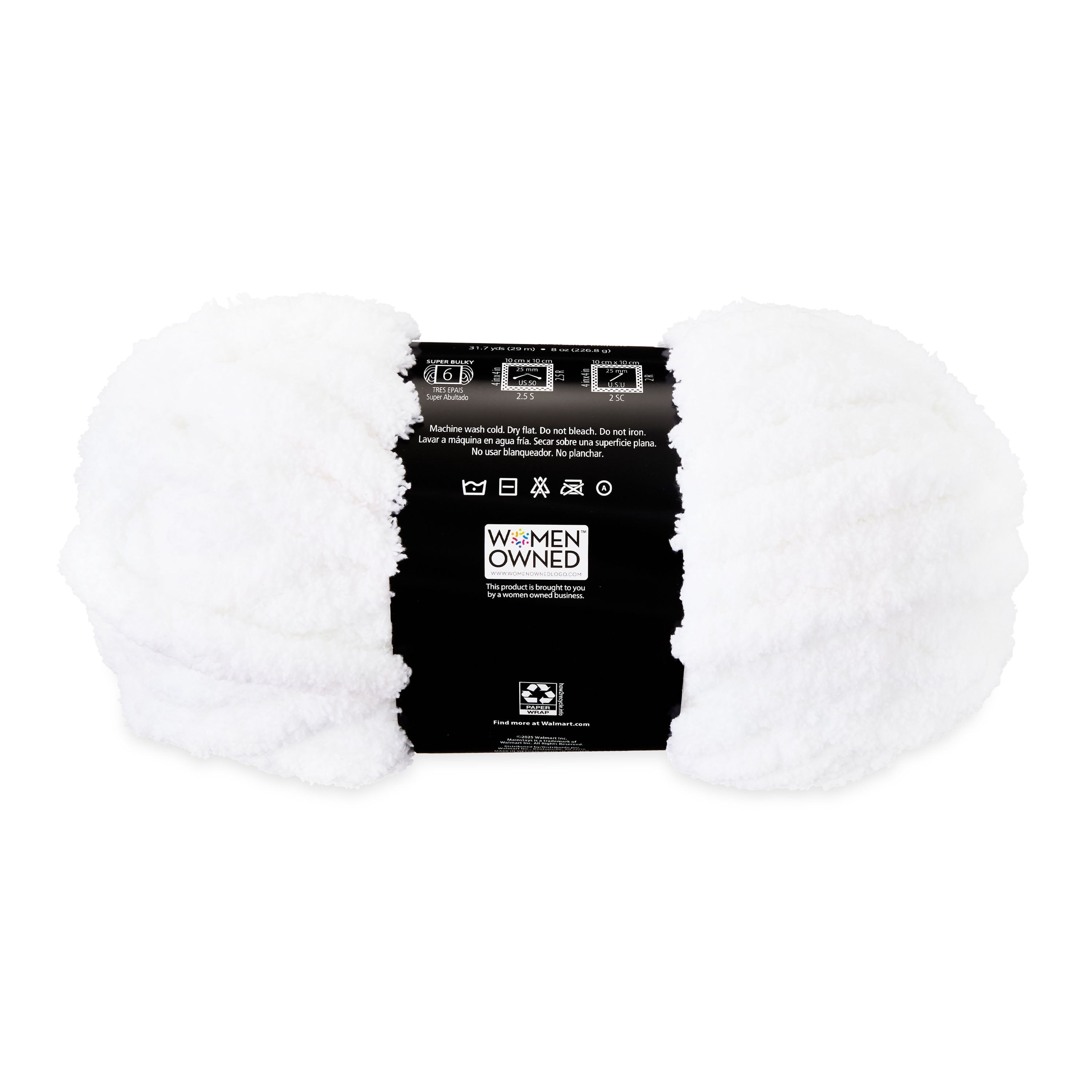 Mainstays Chunky Chenille Yarn, 31.7 yd, Ivory, 100% Polyester, Super Bulky