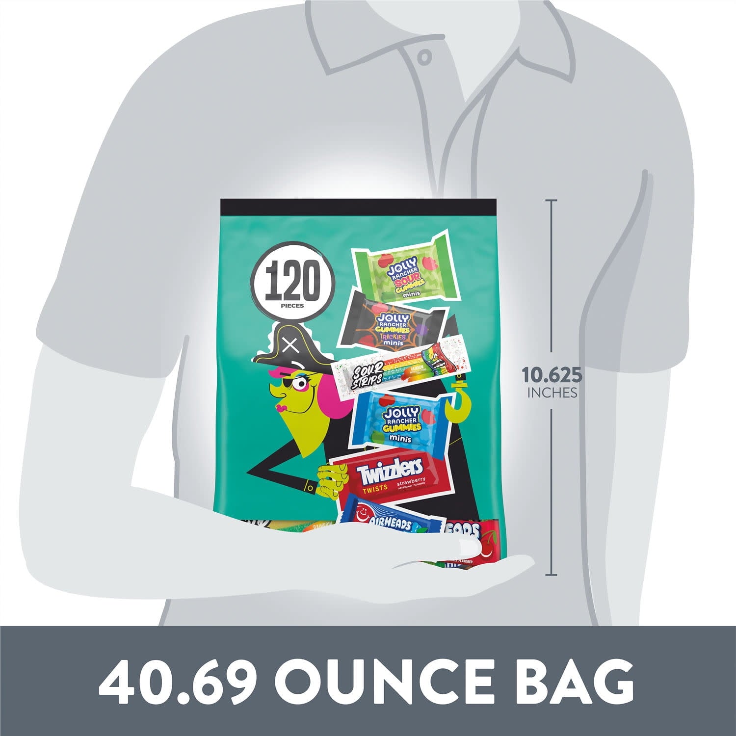 Hershey Assorted Fruit Flavored, Halloween Candy Bulk Bag, 40.69 oz (120 Pieces)