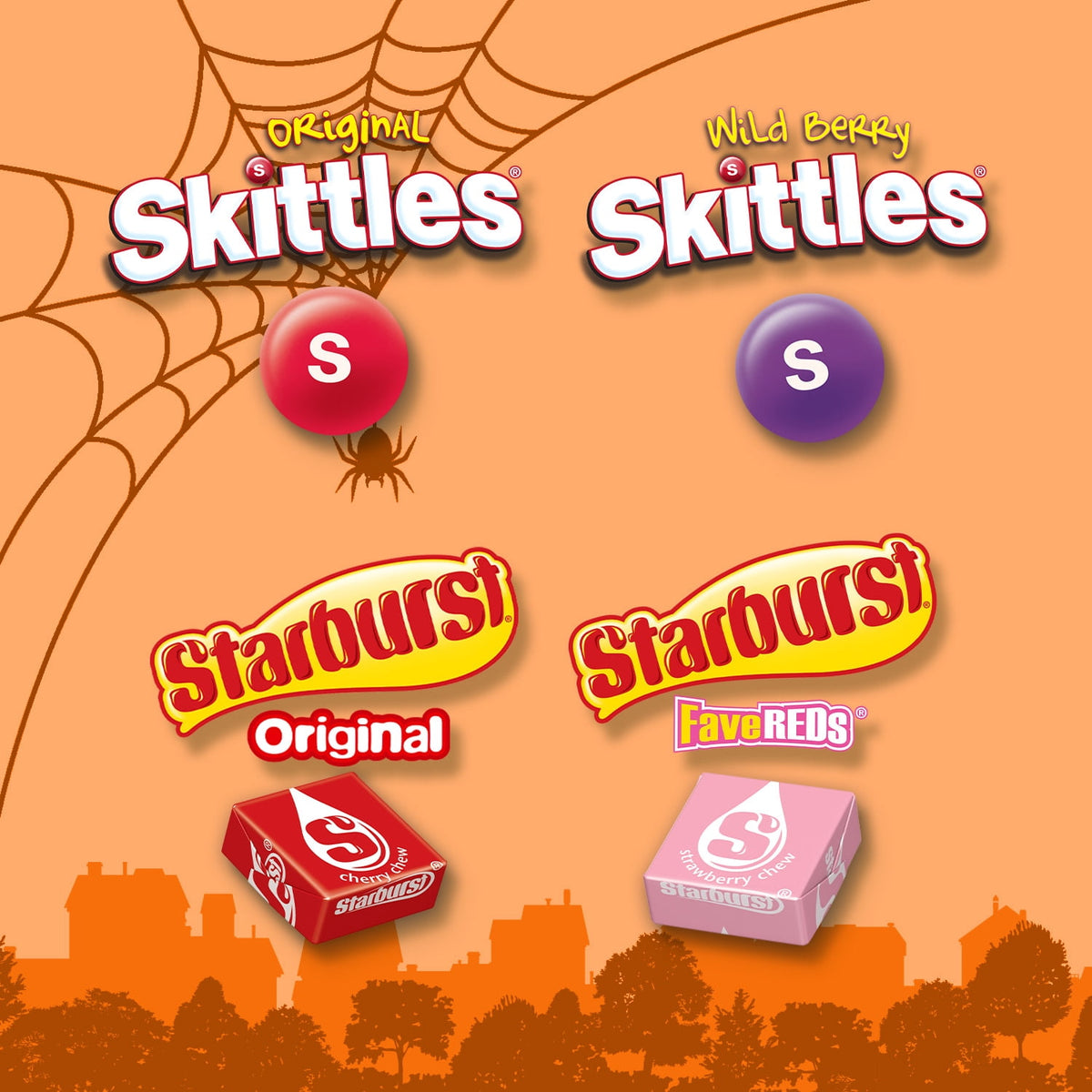 Skittles & Starburst Fun Size Chewy Halloween Candy Variety Pack - 105 Ct Bulk Bag