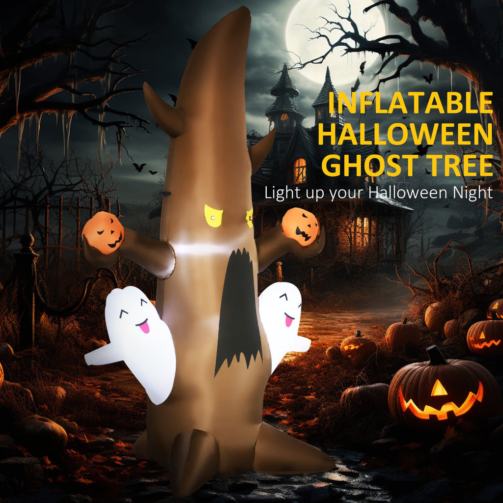Outsunny 5' Halloween Inflatables Outdoor Decorations Ghost Tree with Pumpkins, Blow-Up LED Yard Decor Indoor Outdoor for Garden, Lawn, Party, Holiday
