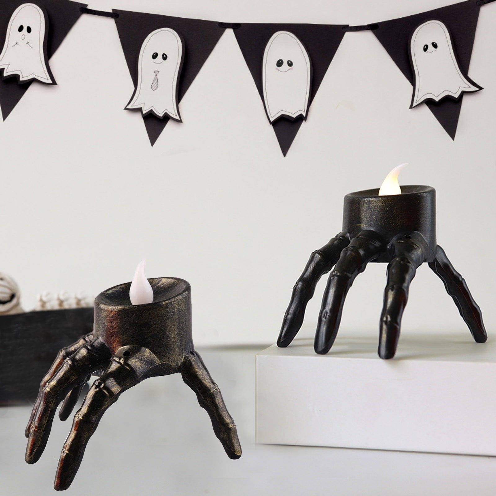 Lhrmh Halloween Decor - Spooky Skeleton Hand Flameless Candle Lamp for Haunted House and Party Settings