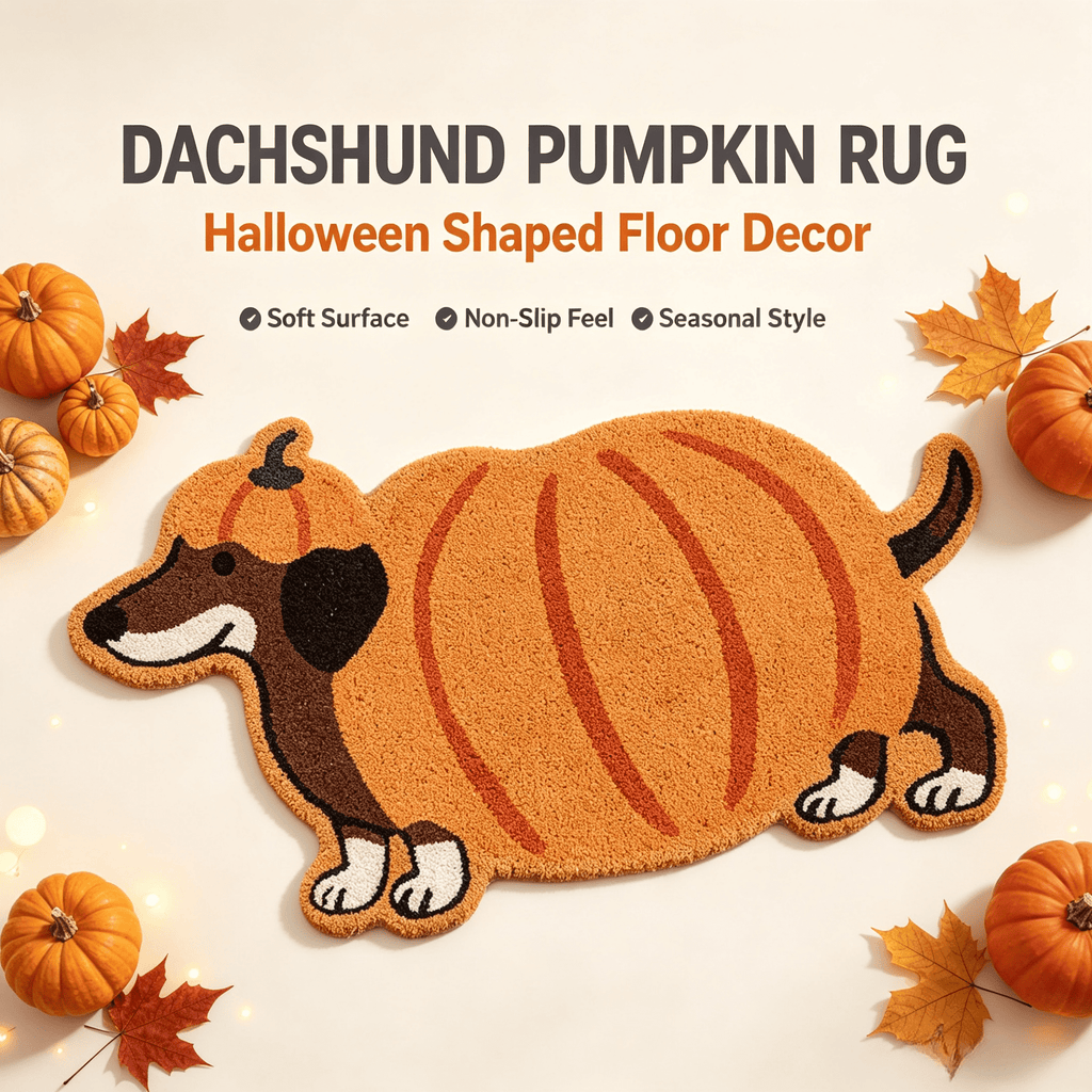 Halloween Dachshund Door Mat, 30"×18" Non-Slip Pumpkin Dachshund Floor Rug, Mat for Home Porch Fall Decor & Pet Lover Housewarming Gift