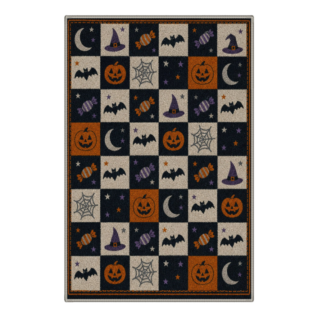 GENIMO 5'x7' Halloween Area Rug for Living Room, Washable Non Slip Soft Vintage Witch Indoor Rug for Bedroom Dining Room Home Office, Retro Sepia
