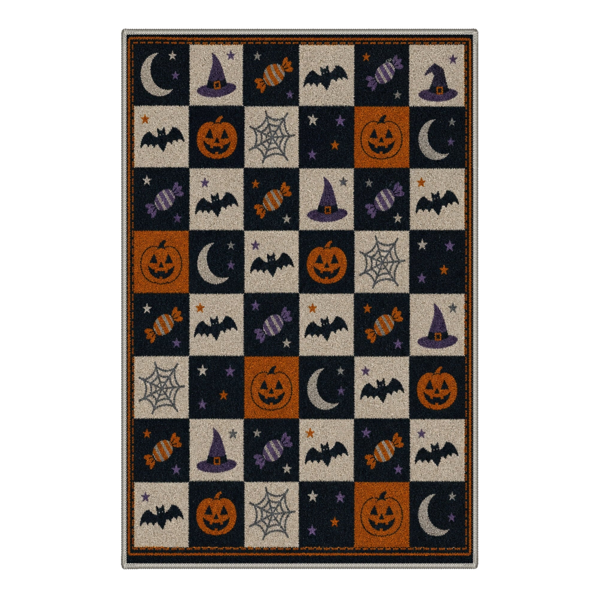 GENIMO 5'x7' Halloween Area Rug for Living Room, Washable Non Slip Soft Vintage Witch Indoor Rug for Bedroom Dining Room Home Office, Retro Sepia
