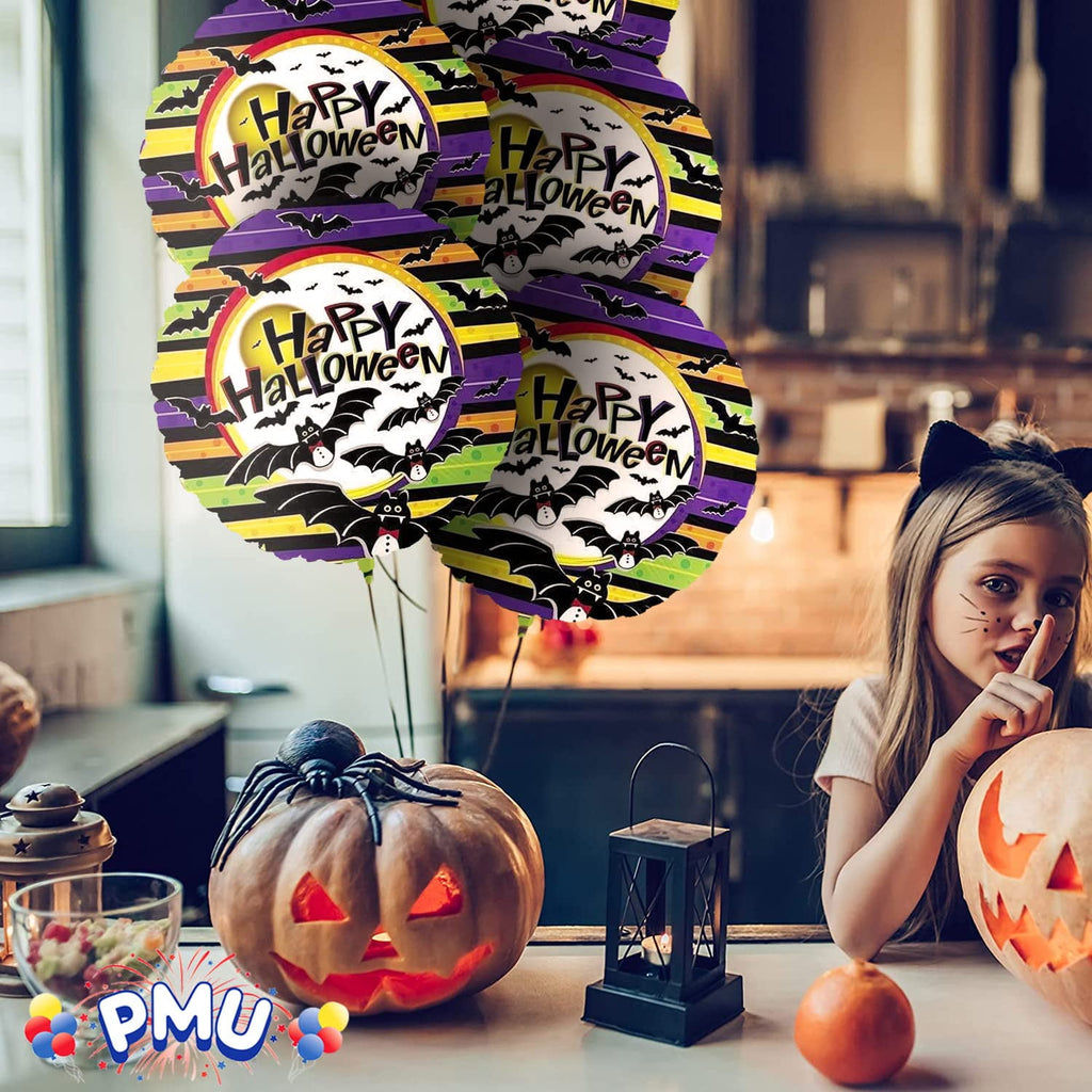 PMU Halloween Party Decoration "Happy Halloween" Jack Faces Aglow 18 Inch Mylar-Foil Balloon (1pkg) Pkg/1