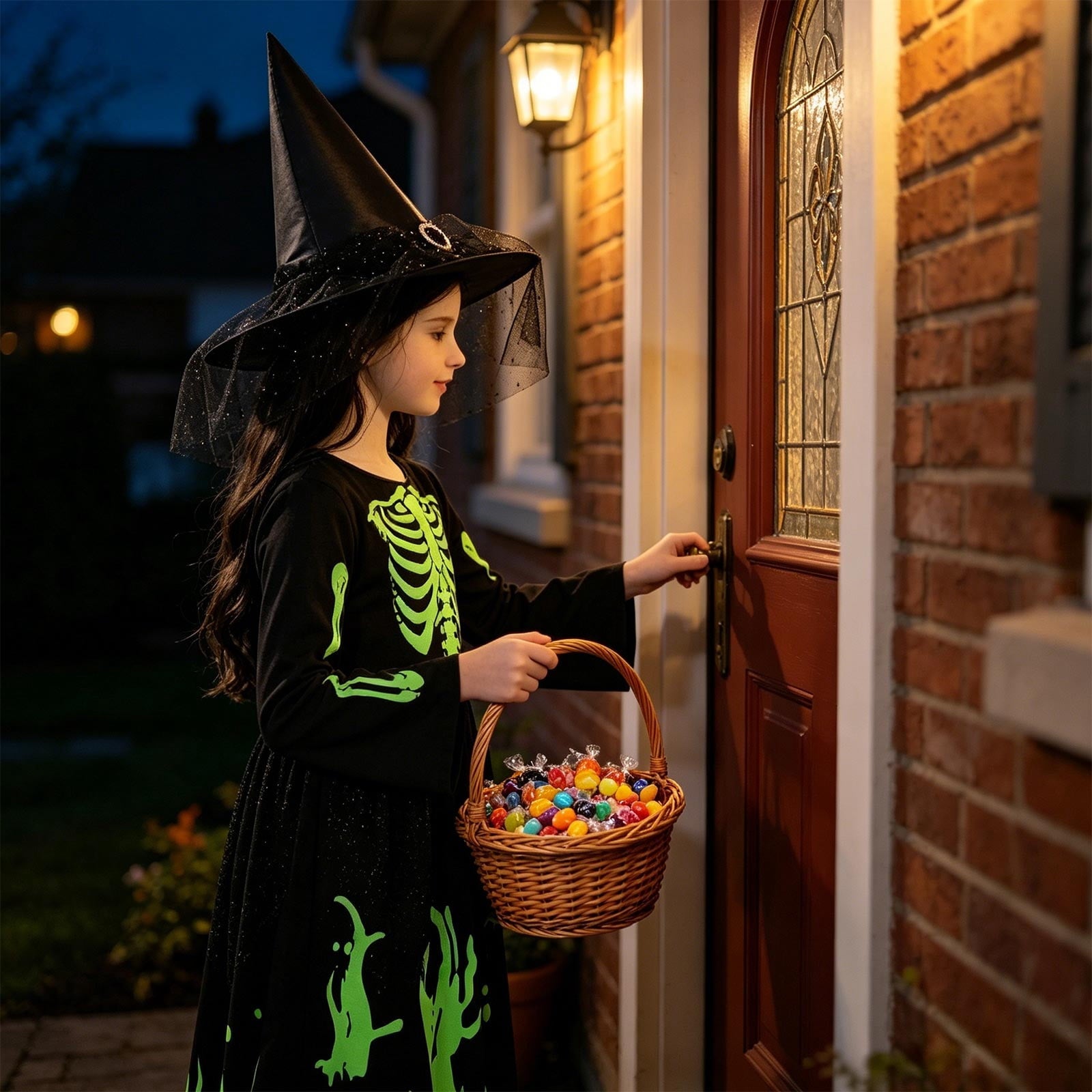 Spooky Skeleton Costume for Kids, Glow in The Dark Halloween Bone Outfit for Boys and Girls, Creepy Role Play Cosplay Dress for 4-8 Years Old