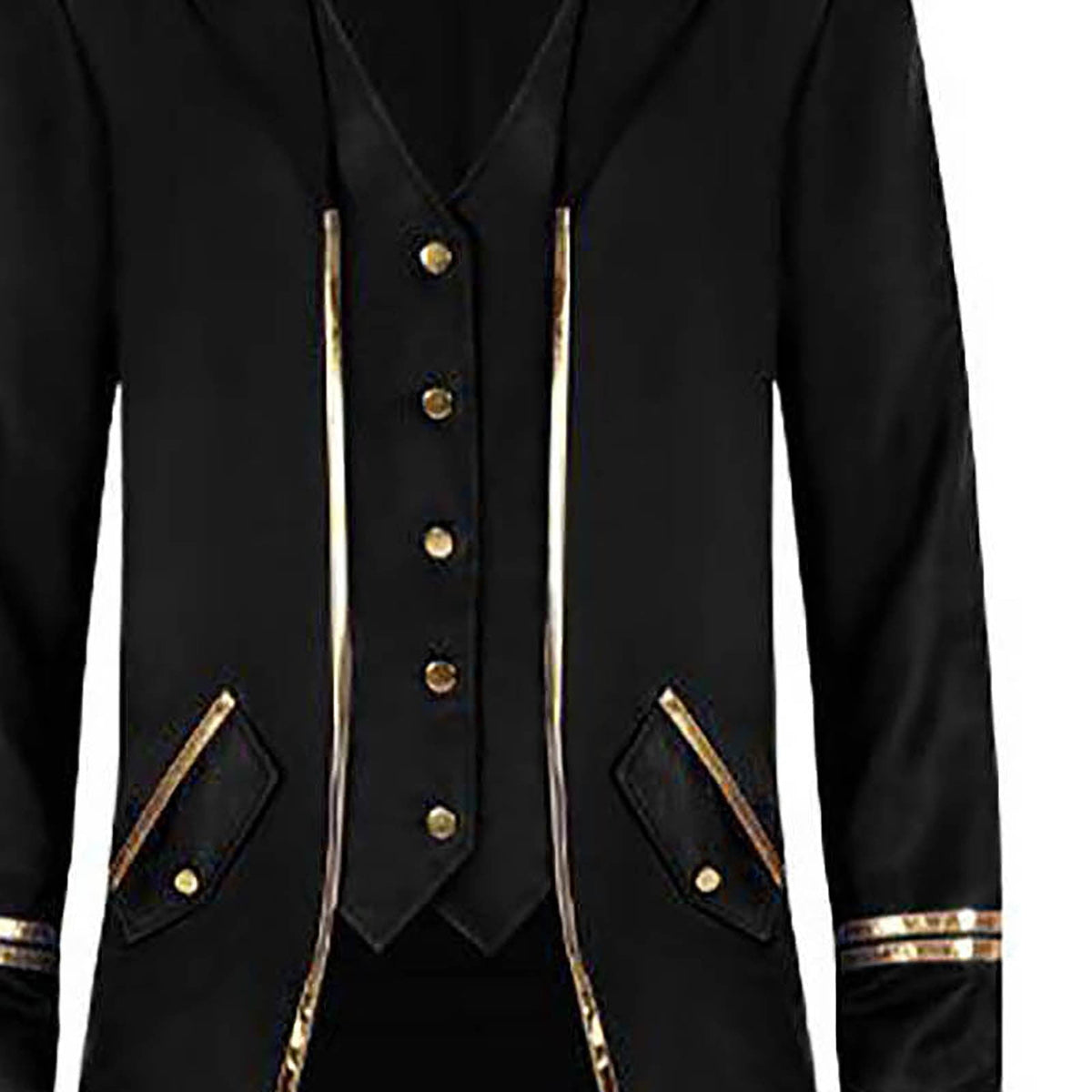 KeShDi Tuxedo Medieval Vintage Steampunk Gold Trimmed Gothic Retro Punk Style Steampunk Tailcoat Renaissance Pirate Warlock Frock Coat Halloween Men Costume Mid Length Tuxedo Costume Red L