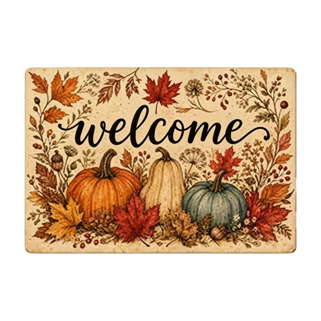 syligr Halloween Thanksgiving Doormat with Maple Leaf & Pumpkin Patterns - Non-Slip Floor Mat for Entryway, Kitchen, Porch, Fall Harvest Decor Rug with Anti-Fatigue Backing, Gift for Thanksgiving