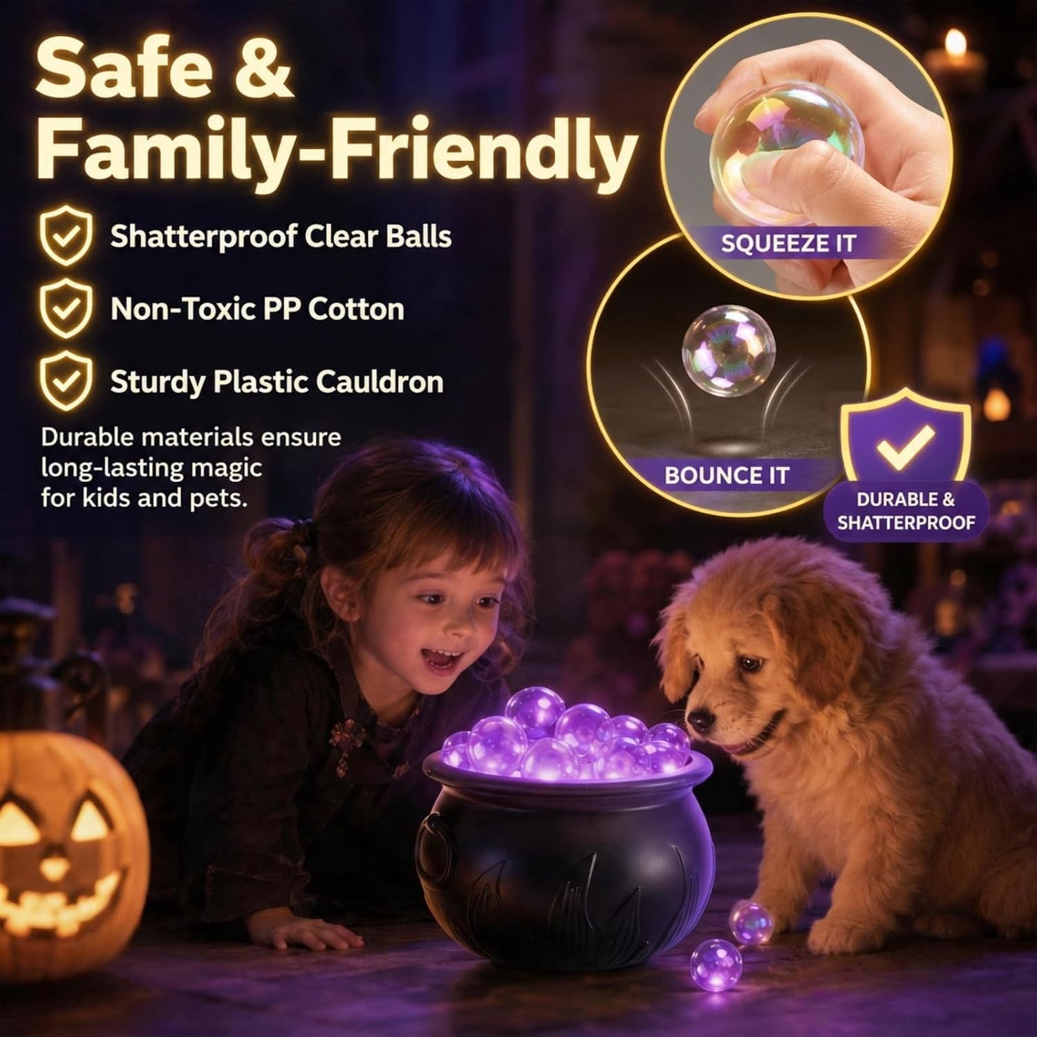 Halloween Decorations Indoor - DIY Bubbling Cauldron Set - Black Plastic Bowl Hocus Pocus Party Decoration - Spooky Vintage Decor for Home Kitchen Room Party Table