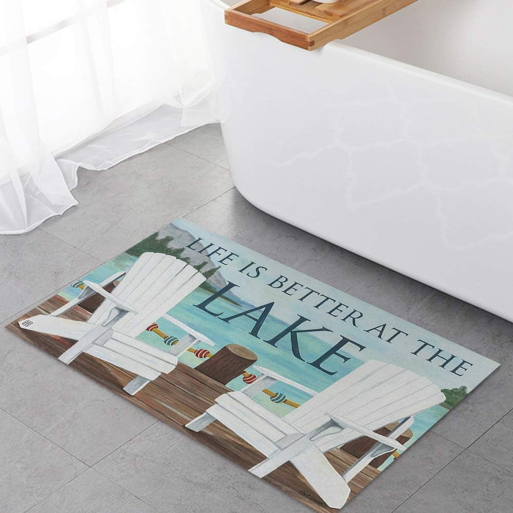 Christmas Snowman Trees Entrance Door Mat, Red Plaid Low Profile Tradition Christmas Decor Welcome Doormat, Non-Slip Carpet Rugs Floor Mat Decorative for Home/Bathroom/Kitchen - 20"x31.5"
