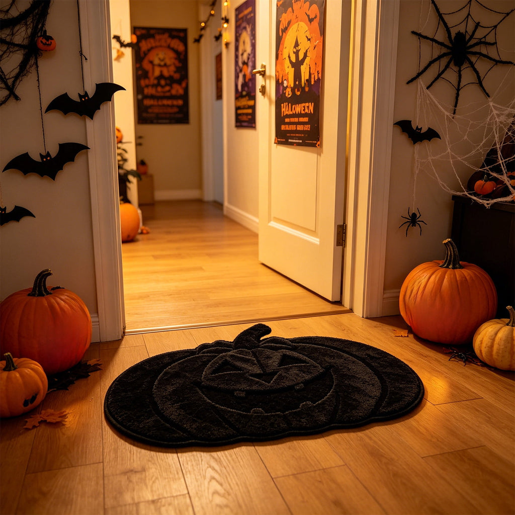 BZPIZ Halloween Cute Pumpkin Door Mat for Front Door, Doormat Outside Entrance, Halloween Decor for Porch and Entryway, Indoor & Outdoor Use Orange
