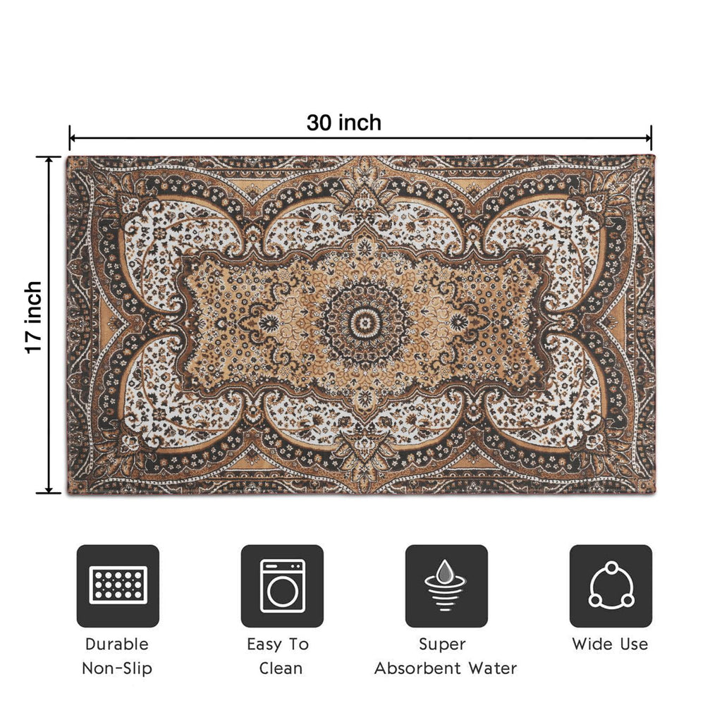 Brown Vintage Tribal Western Non Slip Washable Door Mat Funny Doormat Outdoor Inside Floor Rugs Crystal Velvet 30x17 Inches