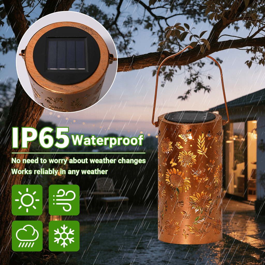 Colorful Solar Lanterns IP65 Outdoor Waterproof, Mother's Day Gifts for Women Mom Grandma - LED Colorful Sunflower Solar Lights Metal Hanging Lantern for Patio Yard Porch