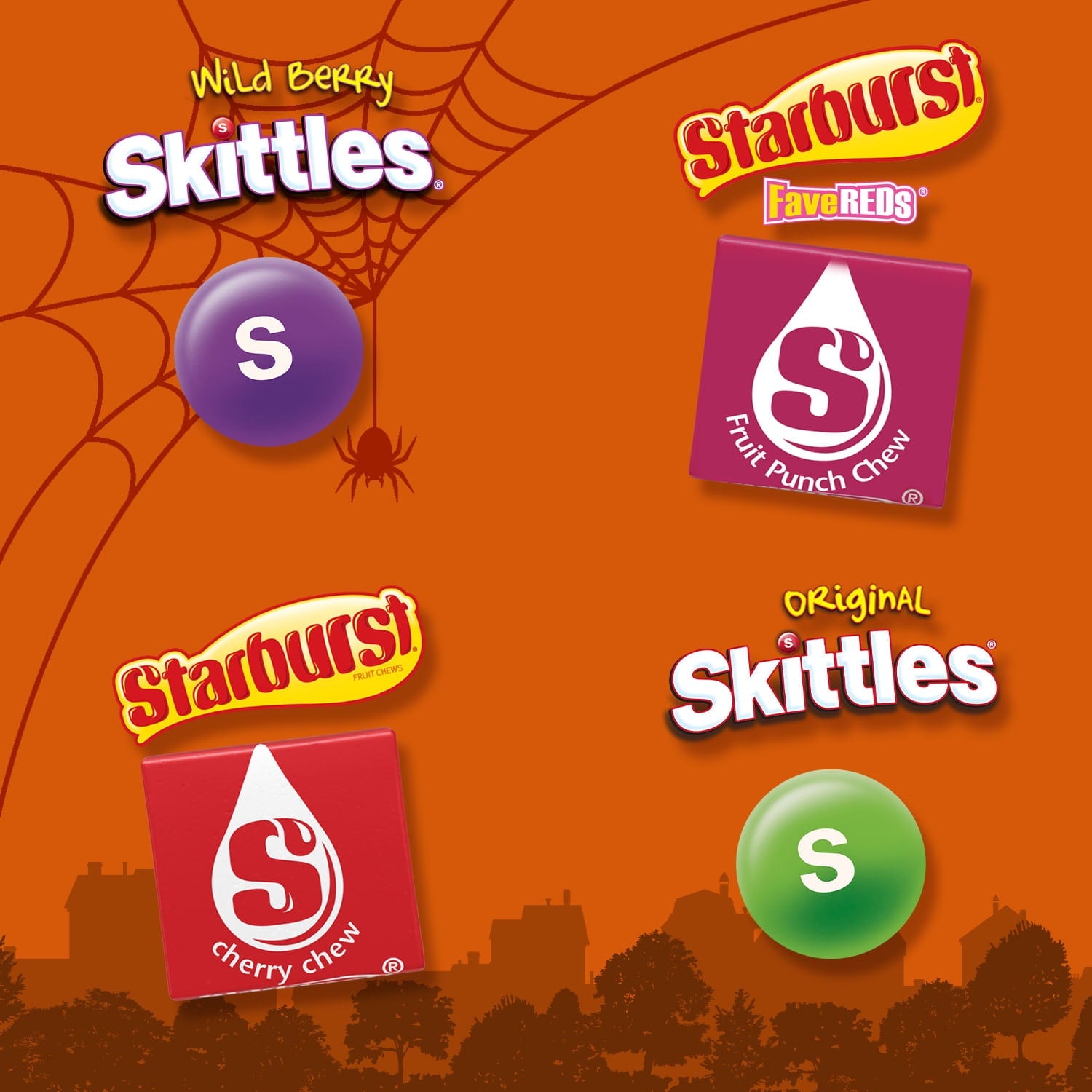 Skittles & Starburst Fun Size Chewy Halloween Candy Variety Pack - 140 Ct Bulk Bag