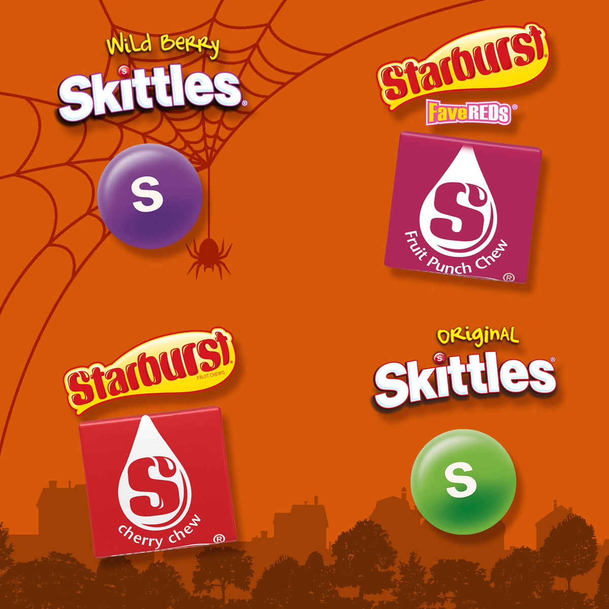 Skittles & Starburst Fun Size Chewy Halloween Candy Variety Pack - 105 Ct Bulk Bag