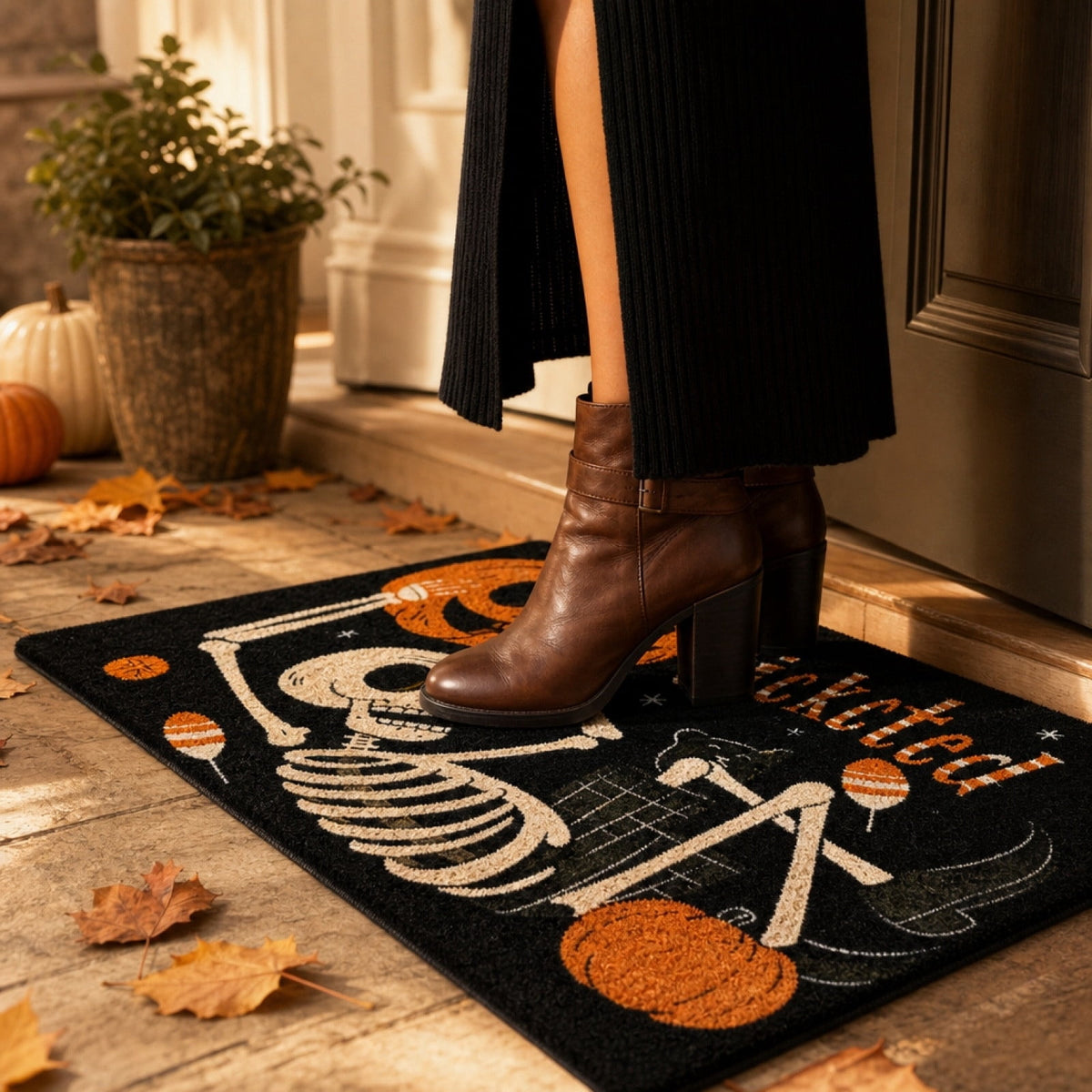 Halloween Celebration Doormat 16x24 Inch, Spooky Ghost Entrance Mat for Front Porch Indoor Outdoor, B