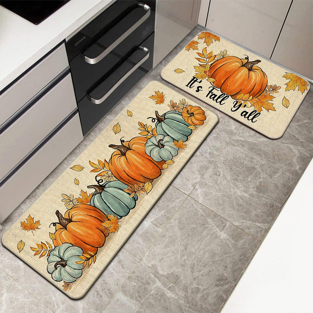 Zhourta Halloween Fall Plaid Outdoor Rug Orange Plaid Outdoor Rug Cotton Hand Woven Check Rug Layered Doormats for Front Door Front Porch Farmhouses Entryway Patio 15.7x23.6 Inch