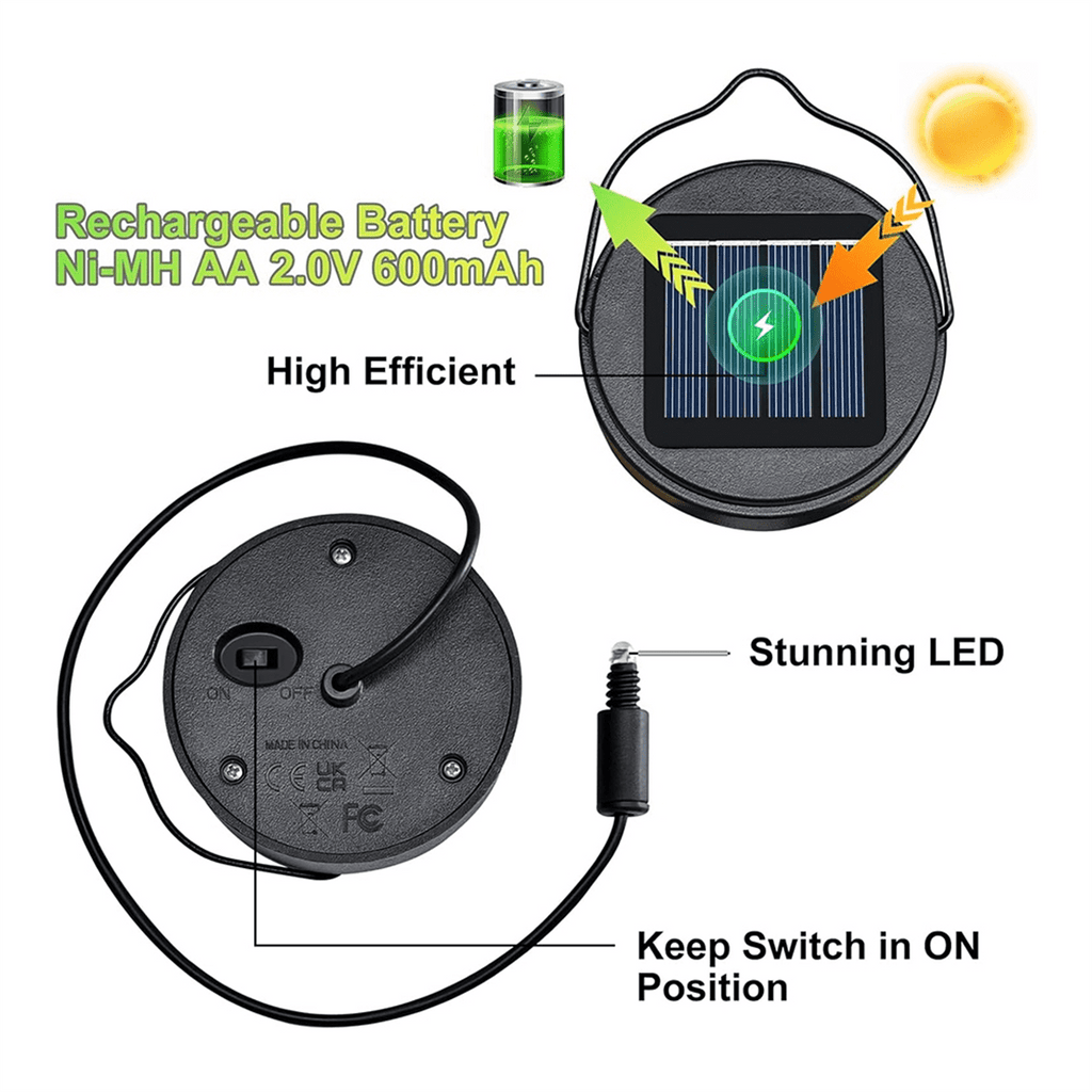 2Pack 600Mah Solar Lights Replacement Top for Outdoor Lantern Lights Waterproof for Garden, Yard,DIY Birthday Gifts,2Pack * 600Mah Solar Lights Replacement Top,Black