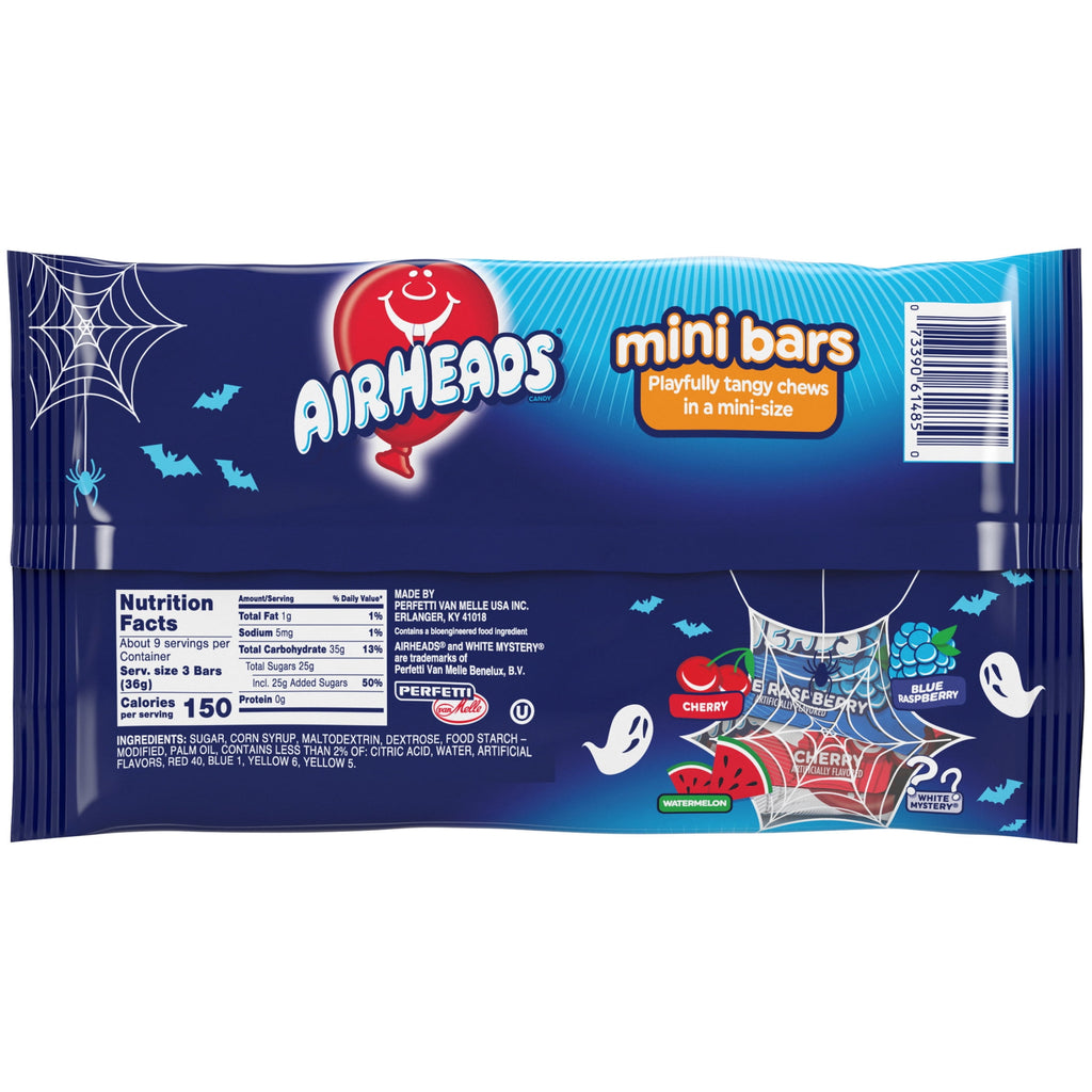 Airheads Halloween Candy Variety Bag, Individually Wrapped Assorted Fruit Mini Bars, Nut Free, 12 oz