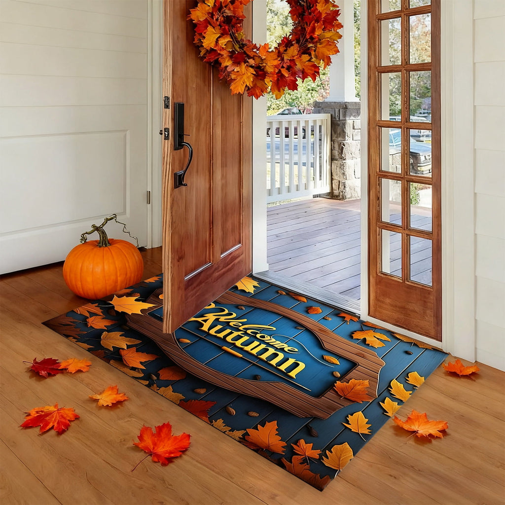 JoyMoreHome Fall Welcome Mat, 20x32 Inch Maple Leaves Door Mats, Decorative Indoor Outdoor Non Slip Entryway Rug, Halloween Thanksgiving Doormat Decor