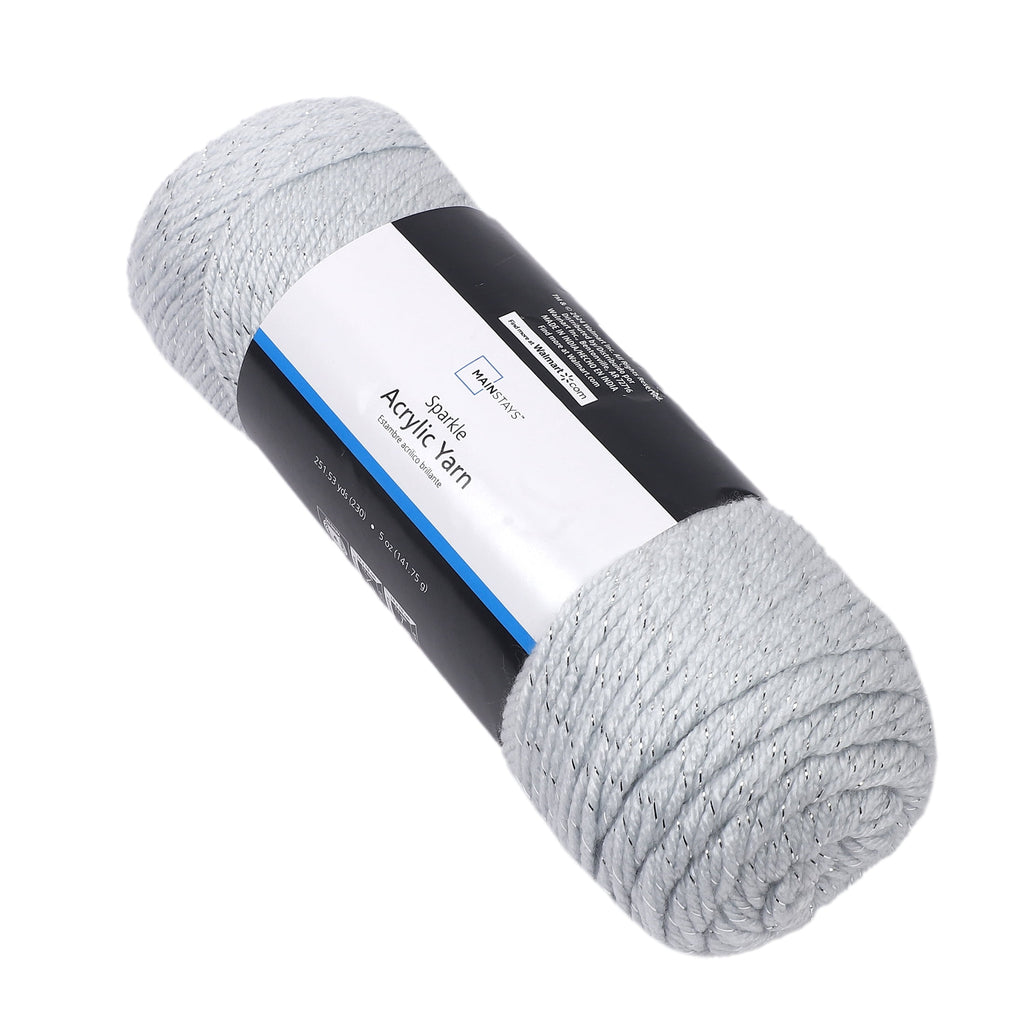Mainstays Sparkle Acrylic Yarn, 5 oz, Platinum Silver