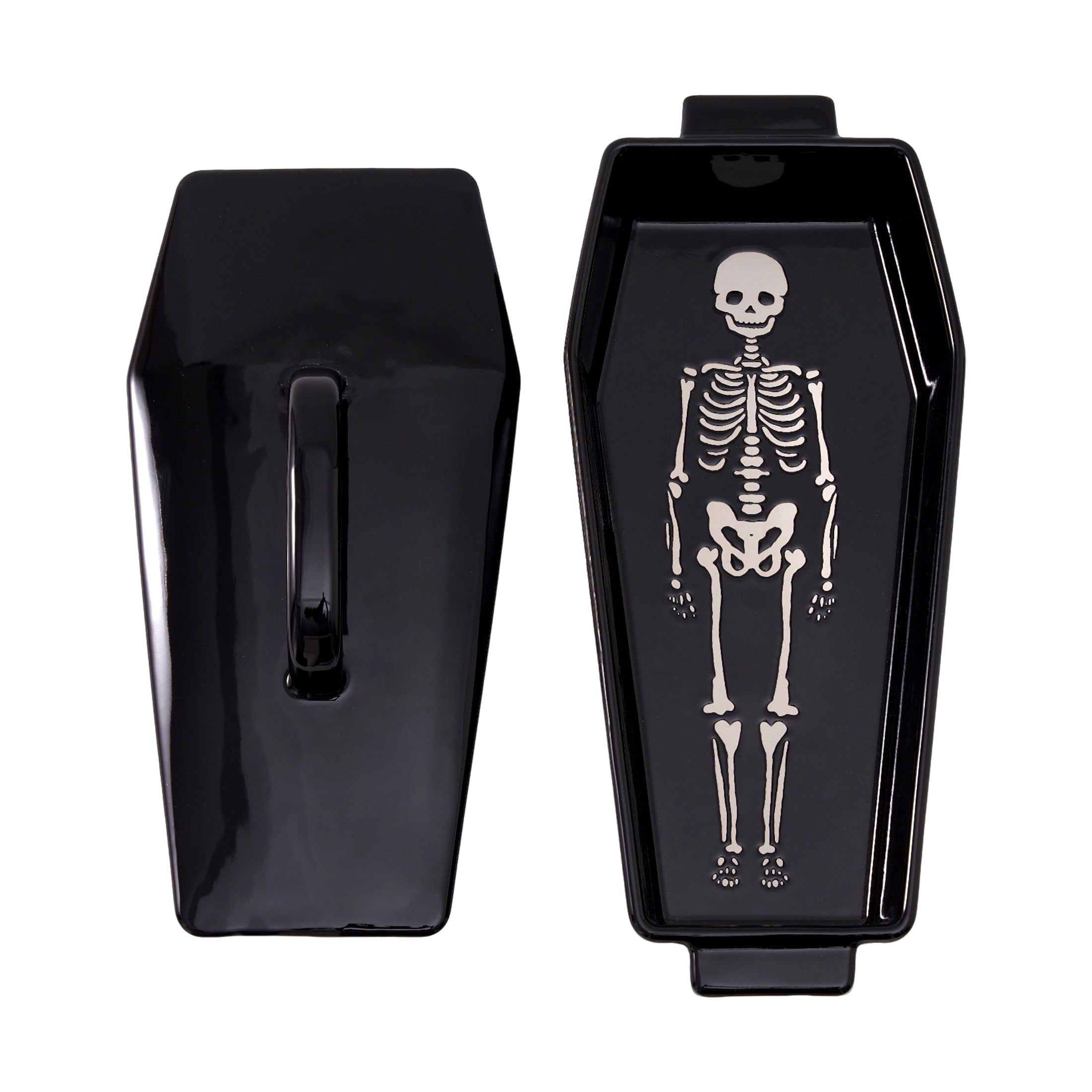 WTC Coffin Figural Stoneware Bake & Serve Dish With Lid, Ceramic Coffin Bake Pan with Cover