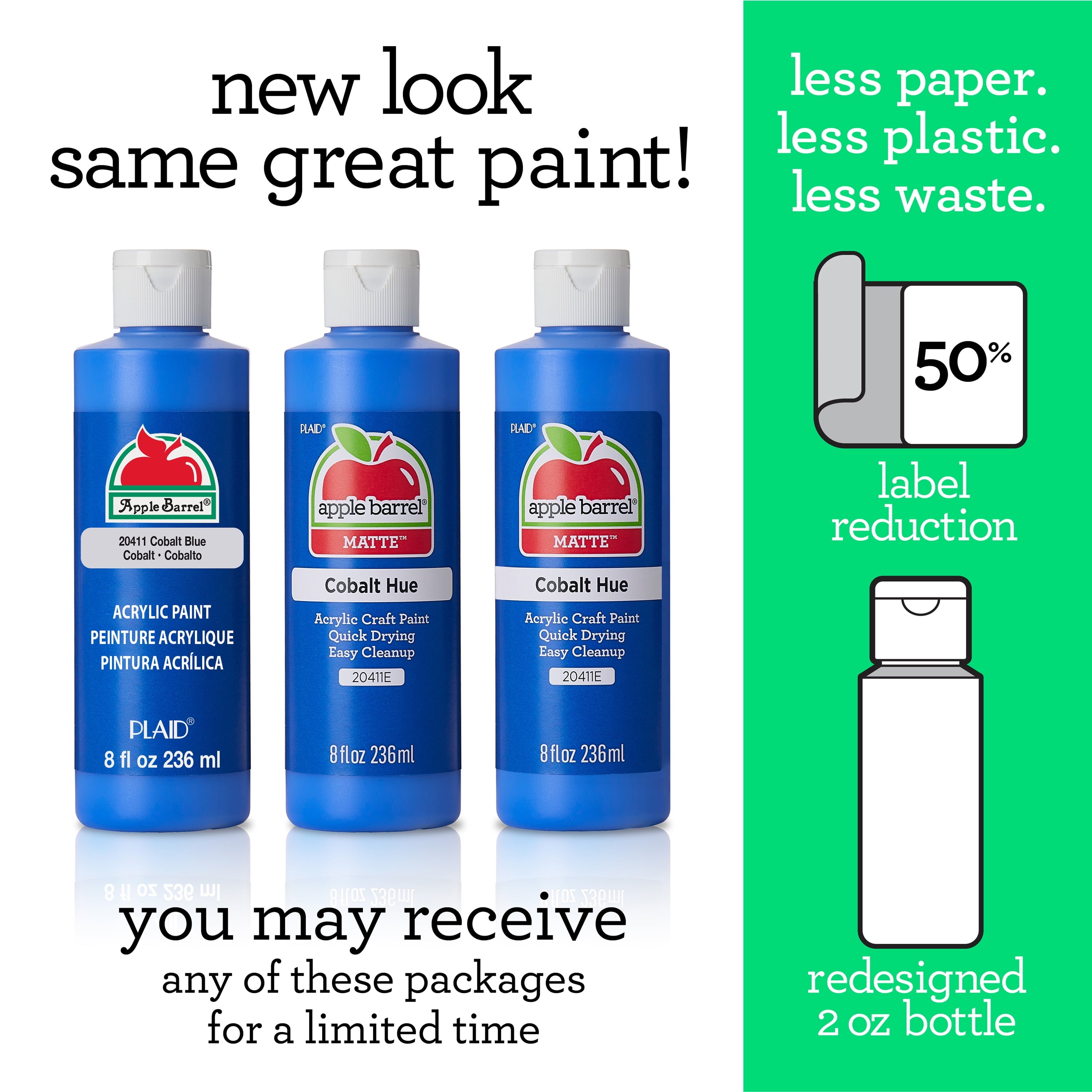 Apple Barrel Acrylic Craft Paint, Matte Finish, White, 8 fl oz