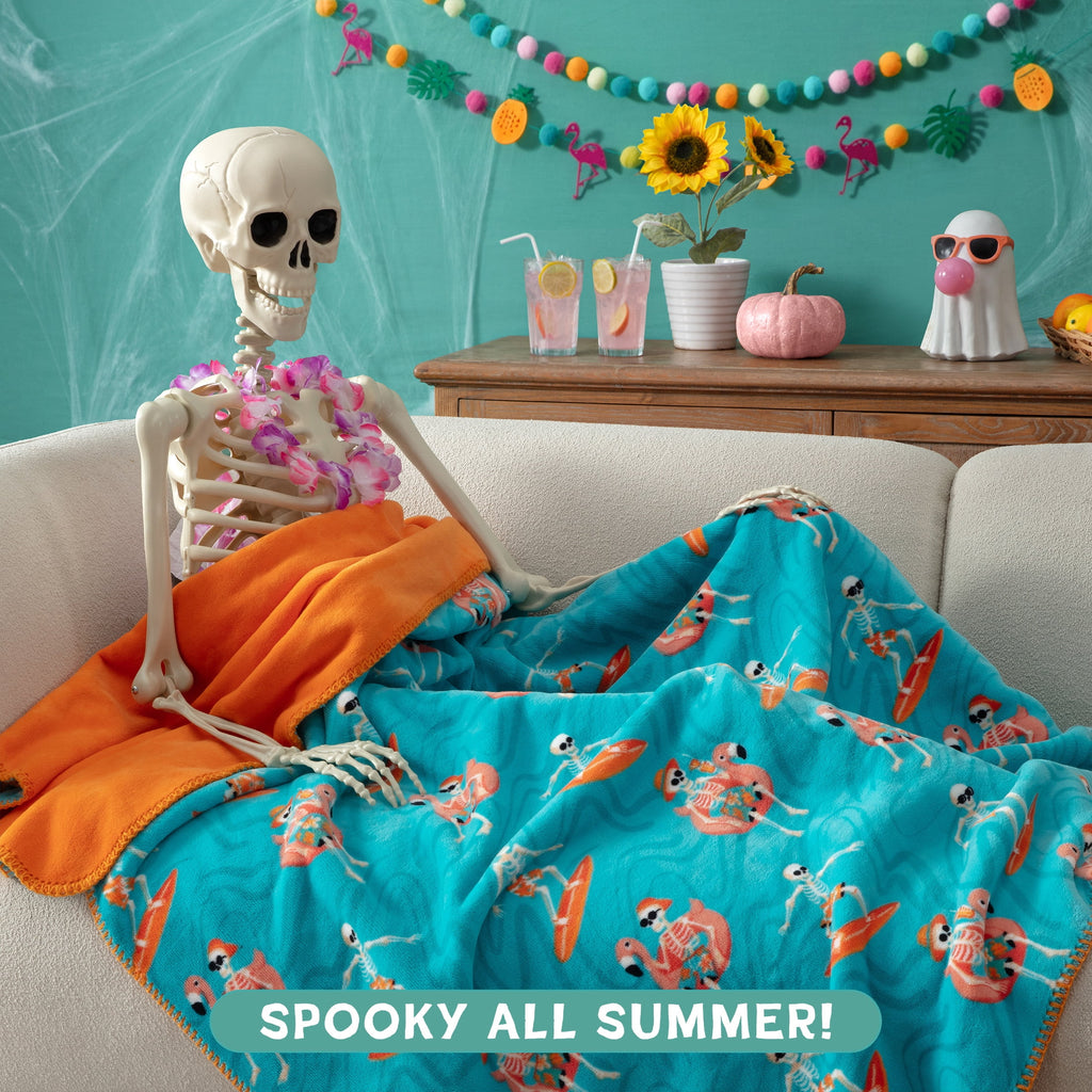 Boo-tique Soft Throw Blanket, Plush Fleece Blanket, Halloween Mermaids, Black, 50" x 72"