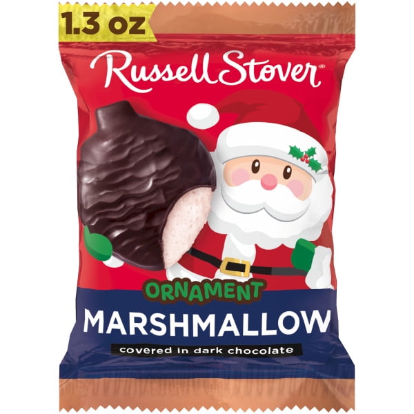 RUSSELL STOVER Christmas Dark Chocolate Marshmallow Ornament, 1.3 oz.
